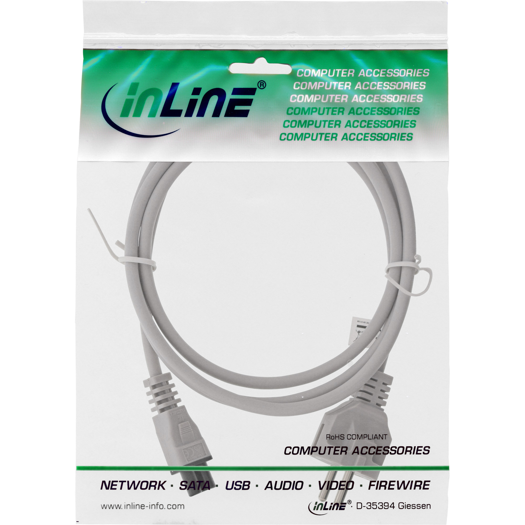 Cavo di alimentazione per notebook - connettore 3 pin - grigio - 0,5 m