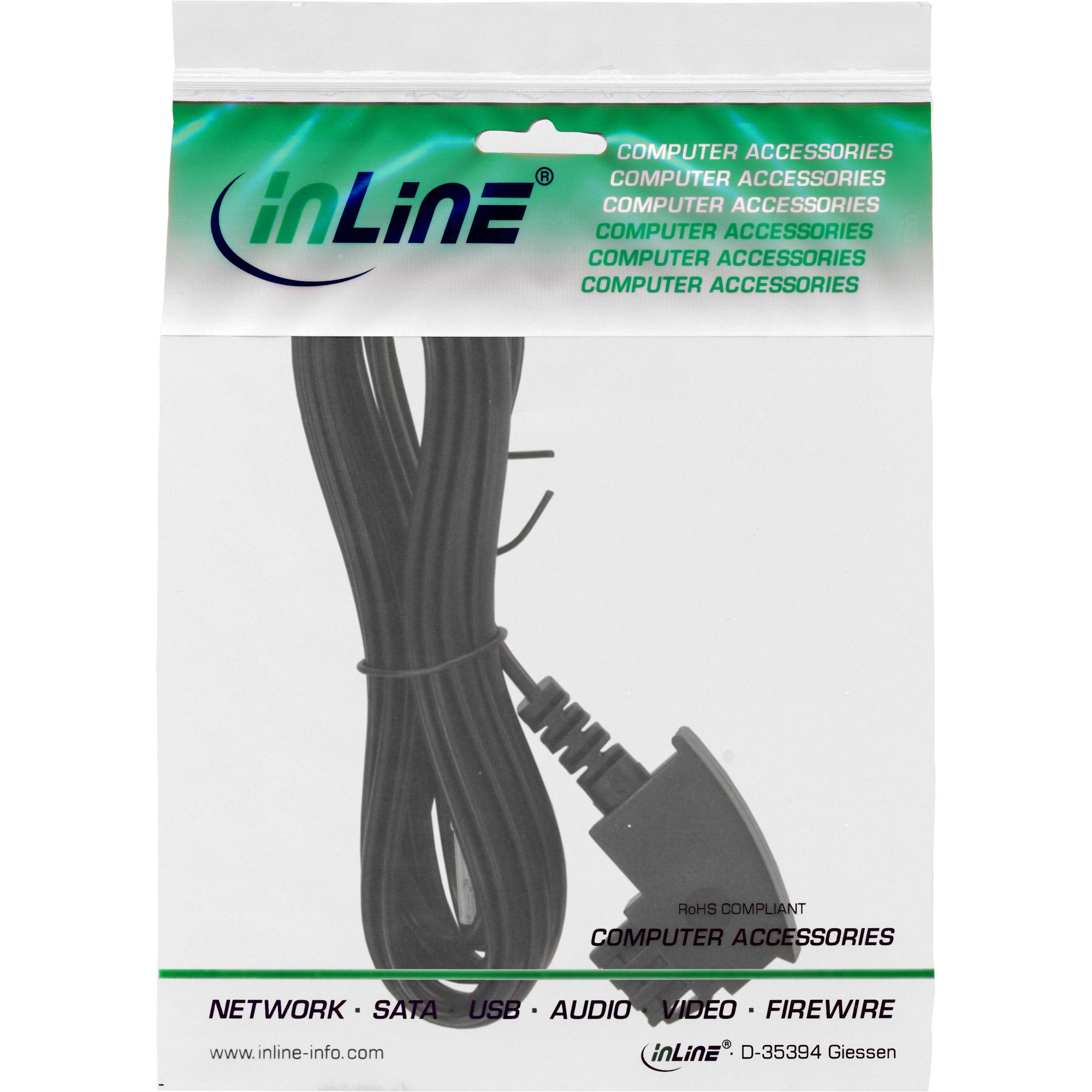 INLINE - cavo telefonico - da RJ-45 (2 pin) (M) a TAE-F (M) - 25 m - non schermato - piatto - nero