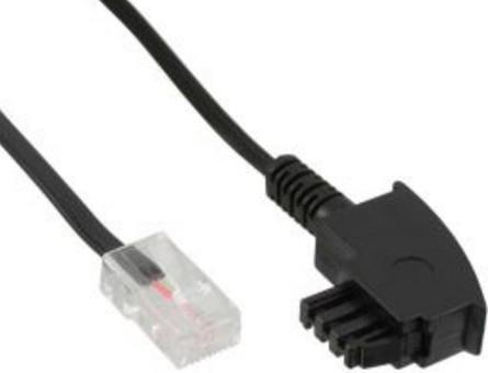 INLINE - cavo telefonico - da RJ-45 (2 pin) (M) a TAE-F (M) - 25 m - non schermato - piatto - nero