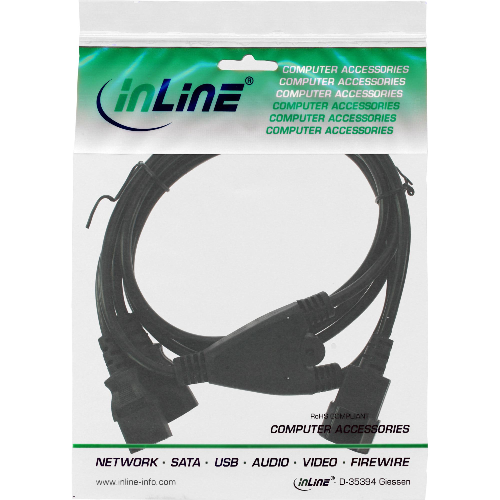 Cavo di rete a Y - apparecchi freddi - 1x IEC-C14 a 2x IEC-C13 - 3 m