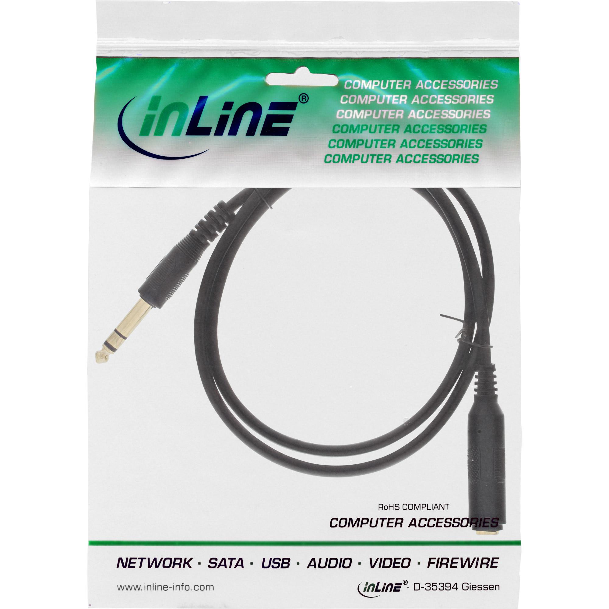 InLine - Cavo prolunga per cuffie - da spina stereo maschio a spina stereo femmina - 5,0 m - nero (99975)
