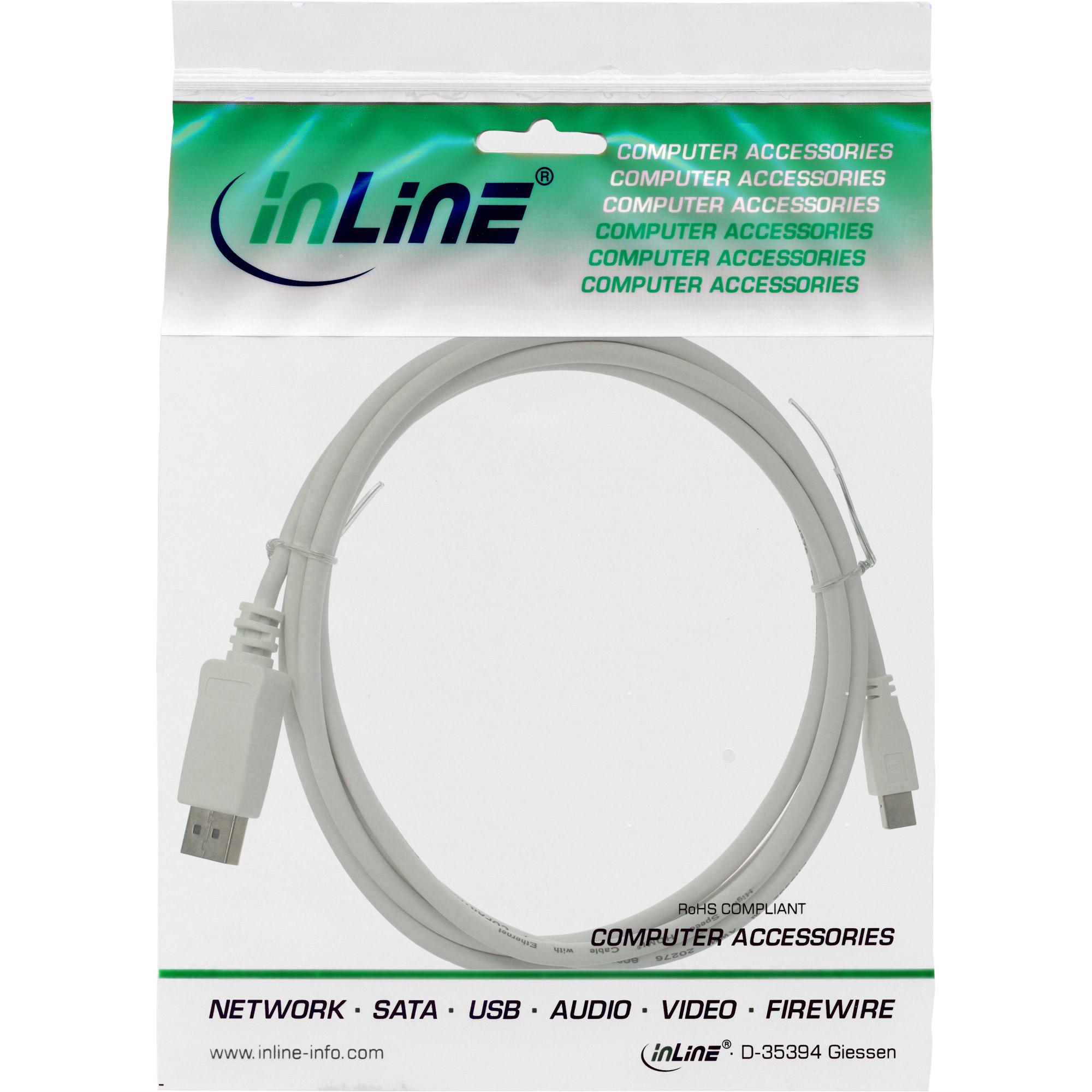 Mini DisplayPort in linea per Displayport Kabel 15 m contatti dorati bianco