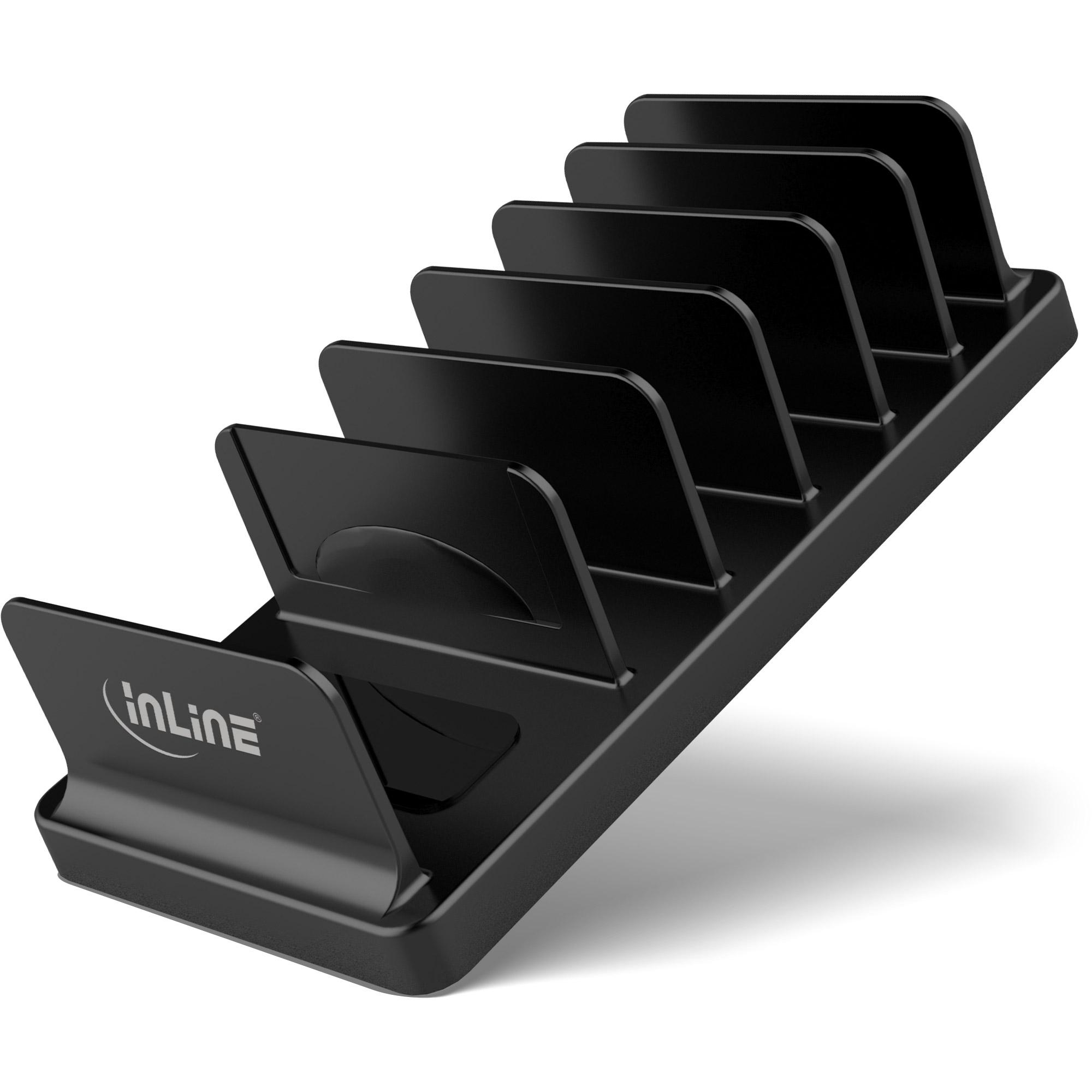 InLine Supporto Multi-Stand con 6 scomparti per scrivania e ripiani, nero