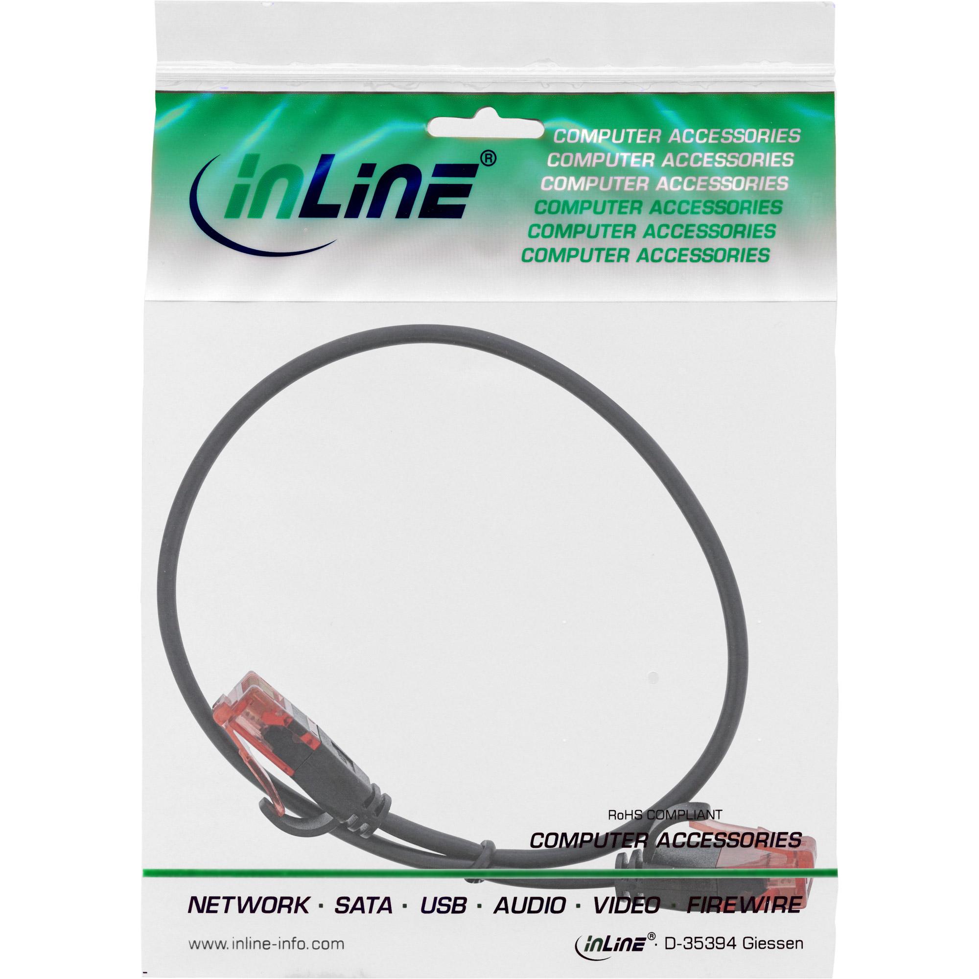 Cavo patch sottile - U-UTP - Cat.6 - nero - 0,3 m