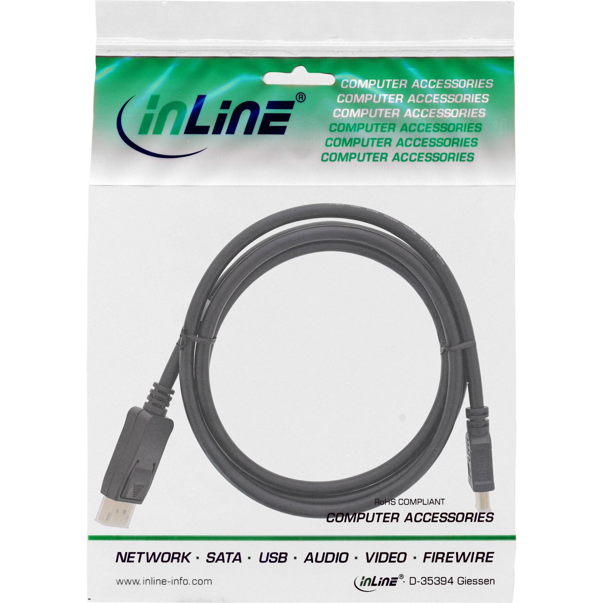 Porta di visualizzazione in linea al cavo convertitore HDMI 0,5 m, contatti dorati, nero