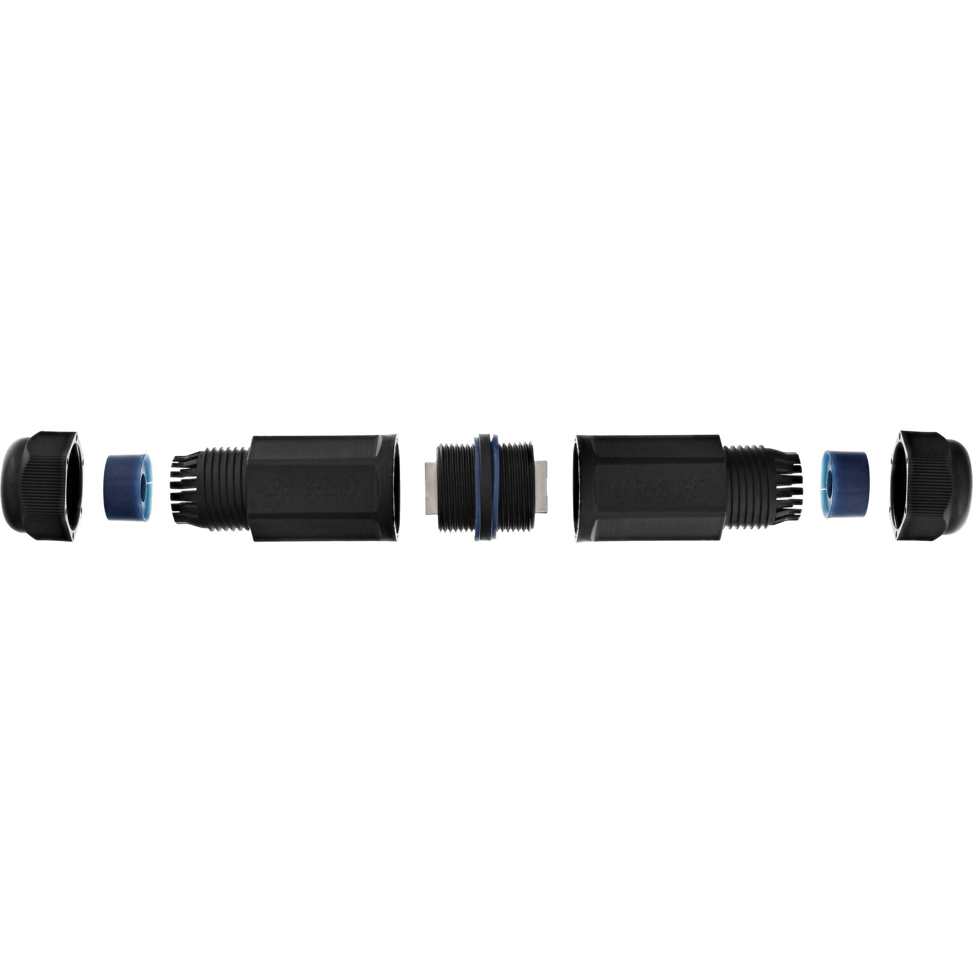 Accoppiatore cavo patch Cat.6 - impermeabile IP67 - 2x prese RJ45 - schermato