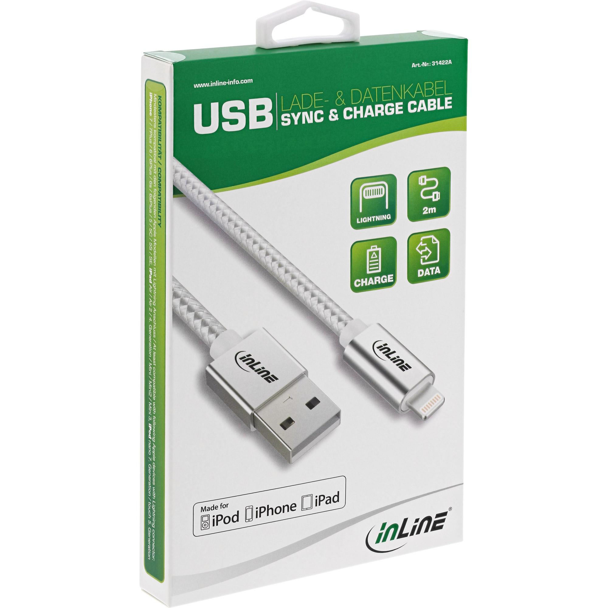 Cavo USB Lightning - argento/alluminio - 1m certificato MFi