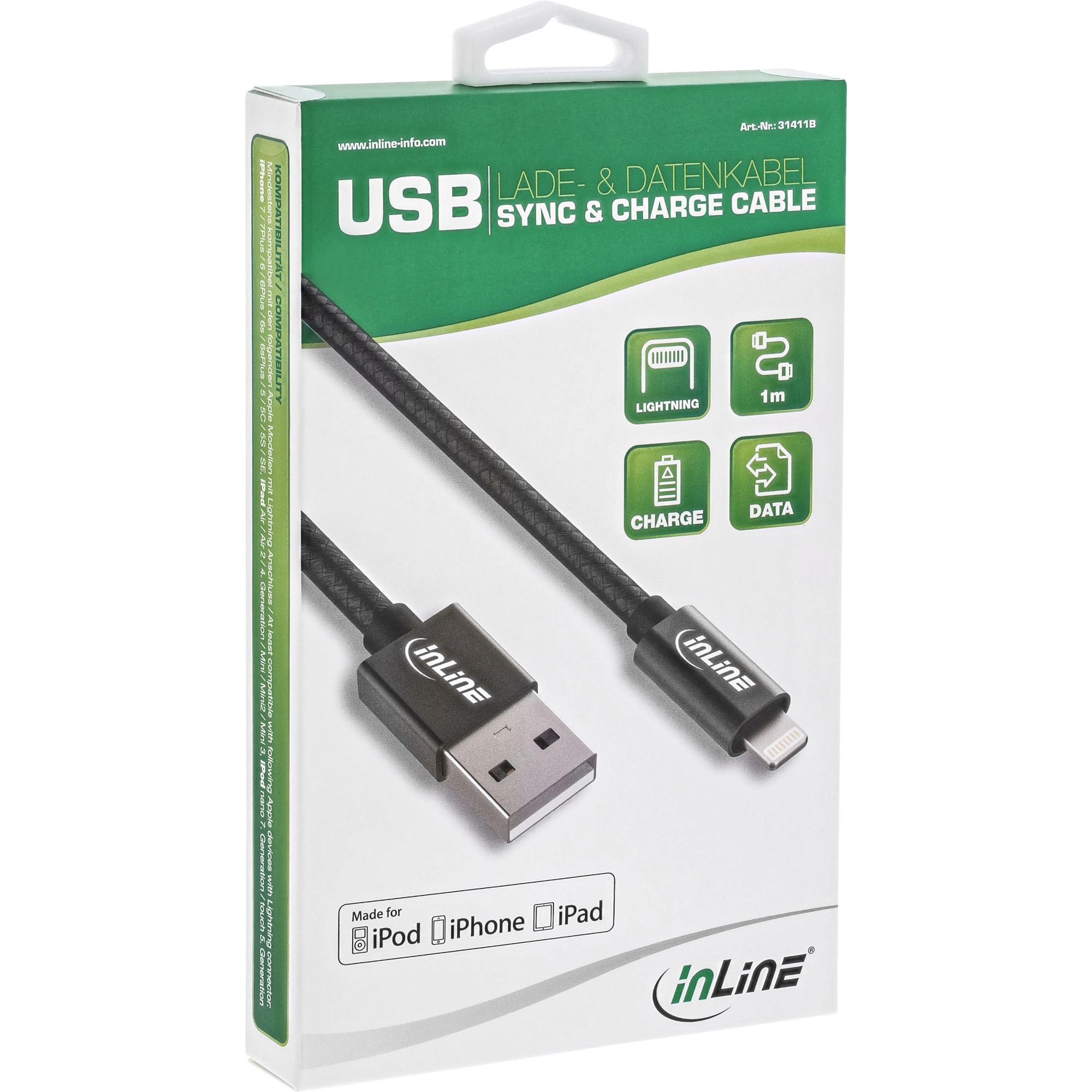 Cavo USB Lightning - nero/alluminio - 2m certificato MFi
