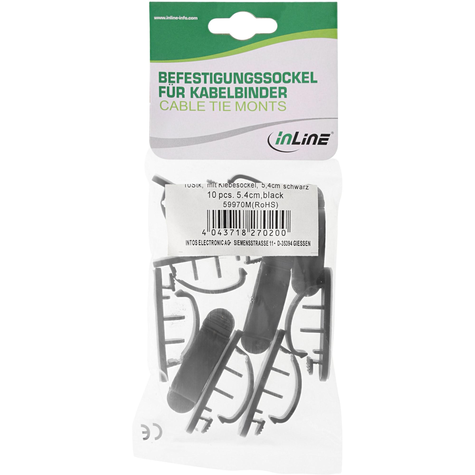InLine Cable Manager con base autoadesiva 54cm nero. 10pz