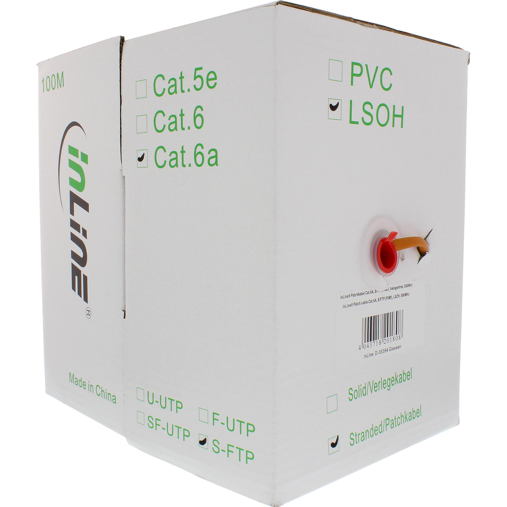 Patchk. - S-FTP PiMf - Cat.6A - 500 MHz - senza alogeni - rame - arancione - 100 m