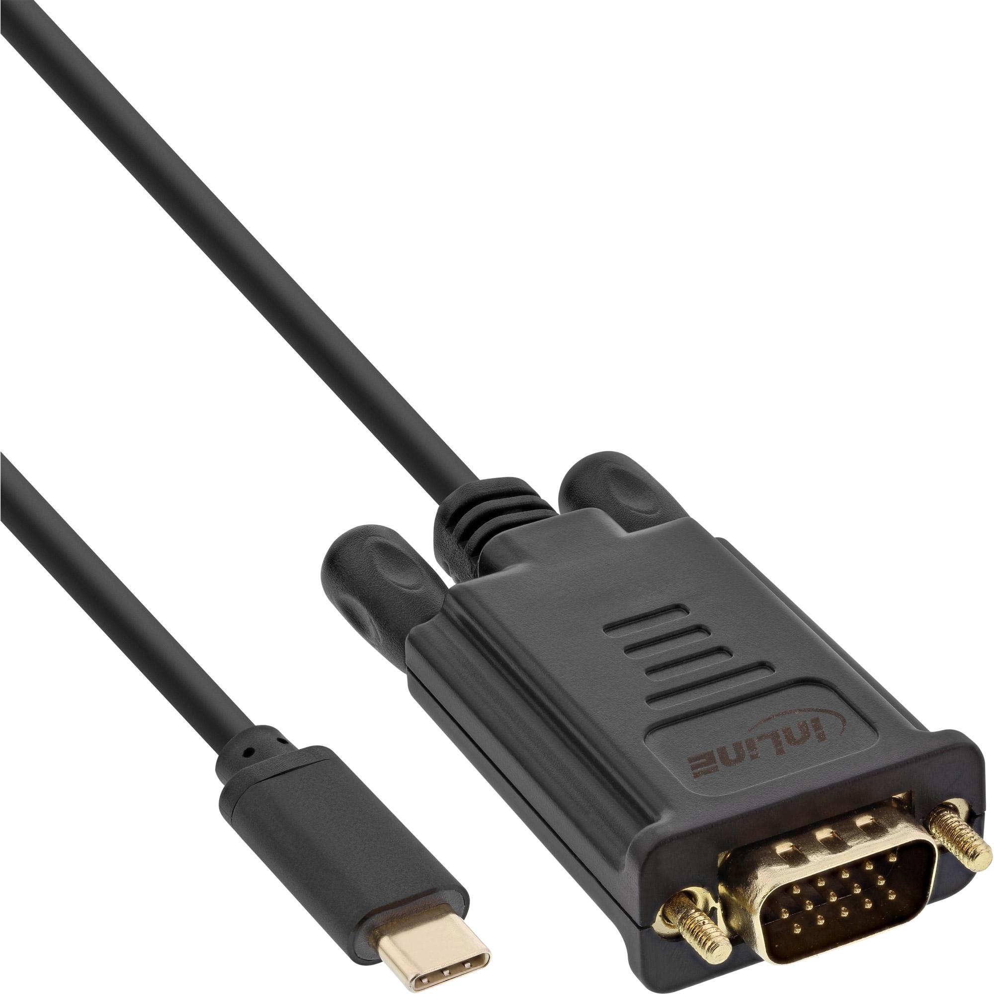 Inline - cavo video - USB -C (M) a HD -15 (VGA) (M) - USB 3.1 Gen 1 / Thunderbolt 3 / DisplayPort 1.2 - 2.0m - Black (64142)