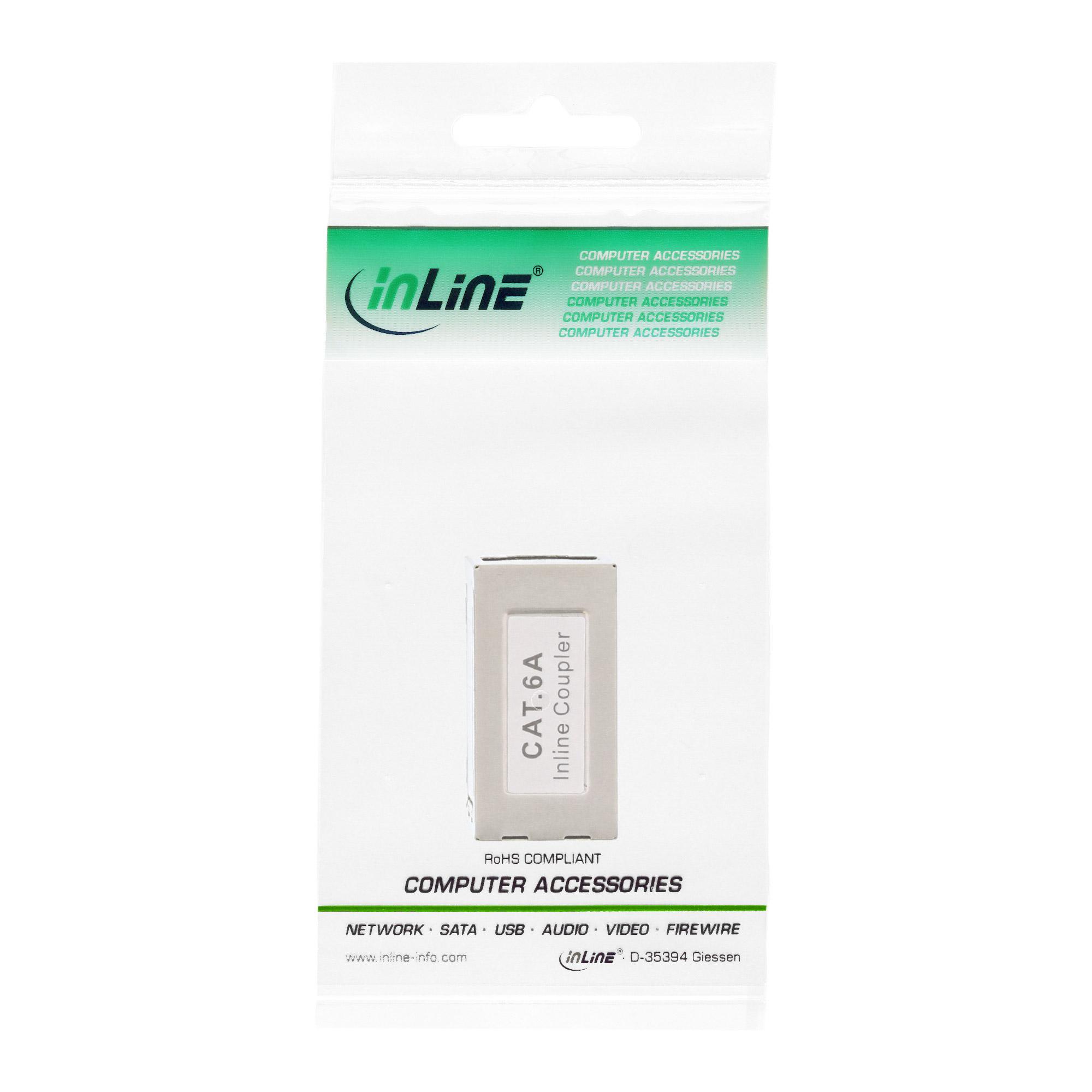 Accoppiatore cavo patch in metallo Cat.6A - 2x prese RJ45 - schermato