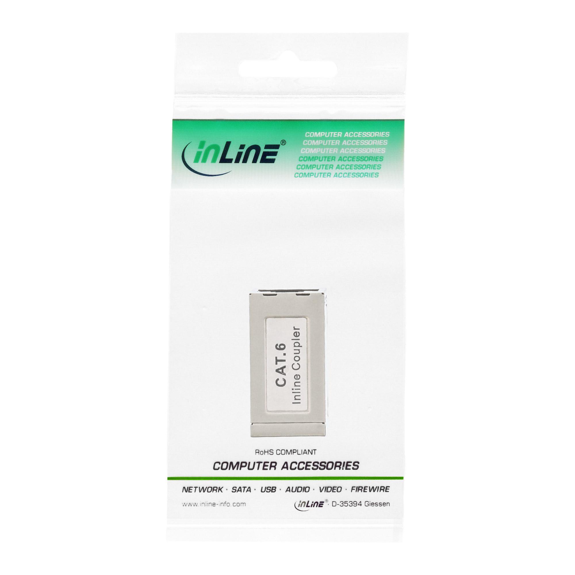 Accoppiatore cavo patch in metallo Cat.6 - 2x prese RJ45 - schermato