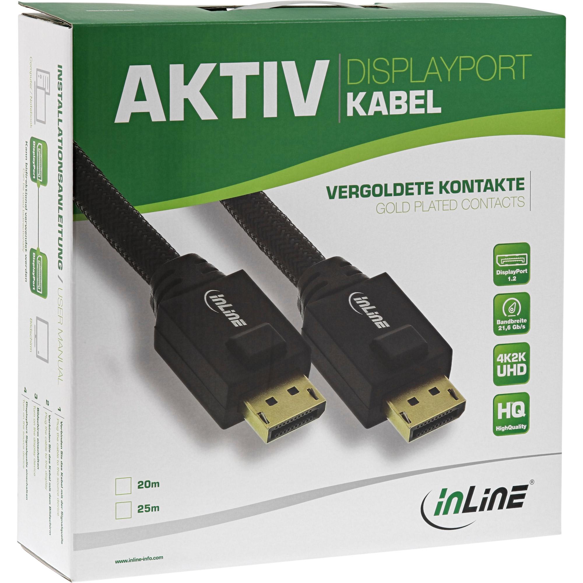Cavo attivo DisplayPort - 4K2K - nero - contatti placcati oro - 20 m