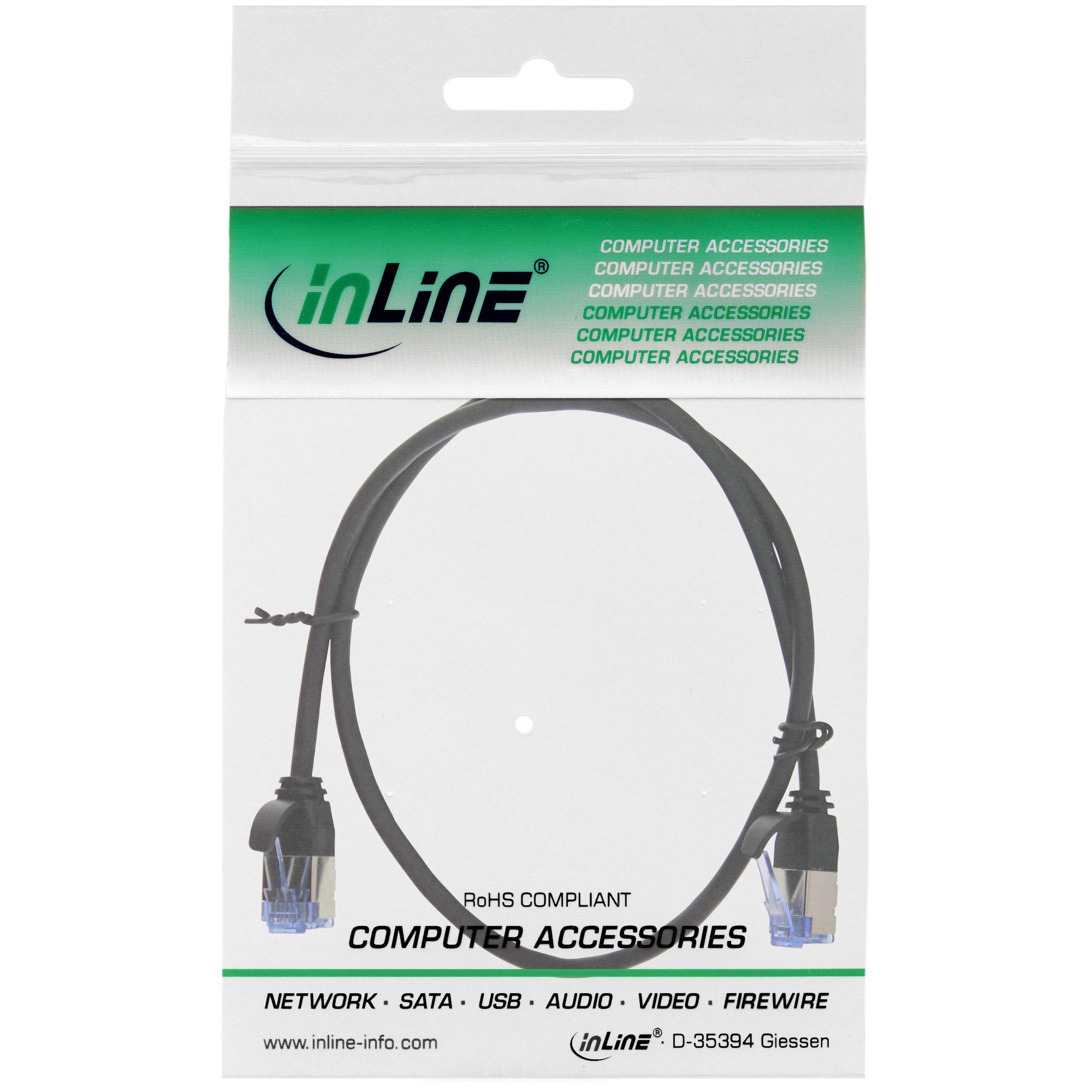 InLine Cavo Rete Lan U/FTP Slim Cat.6A nero 03m