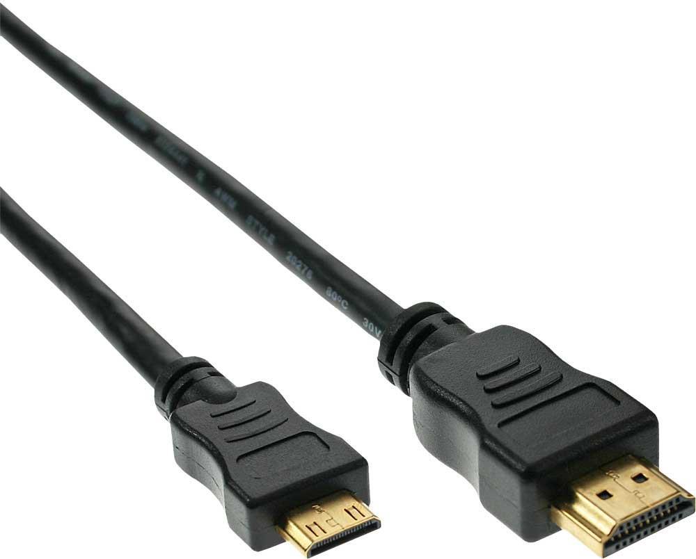 Mini cavo HDMI ad alta velocitÃ  - Connettore da A a C - zincato cont. - nero - 0 -3m