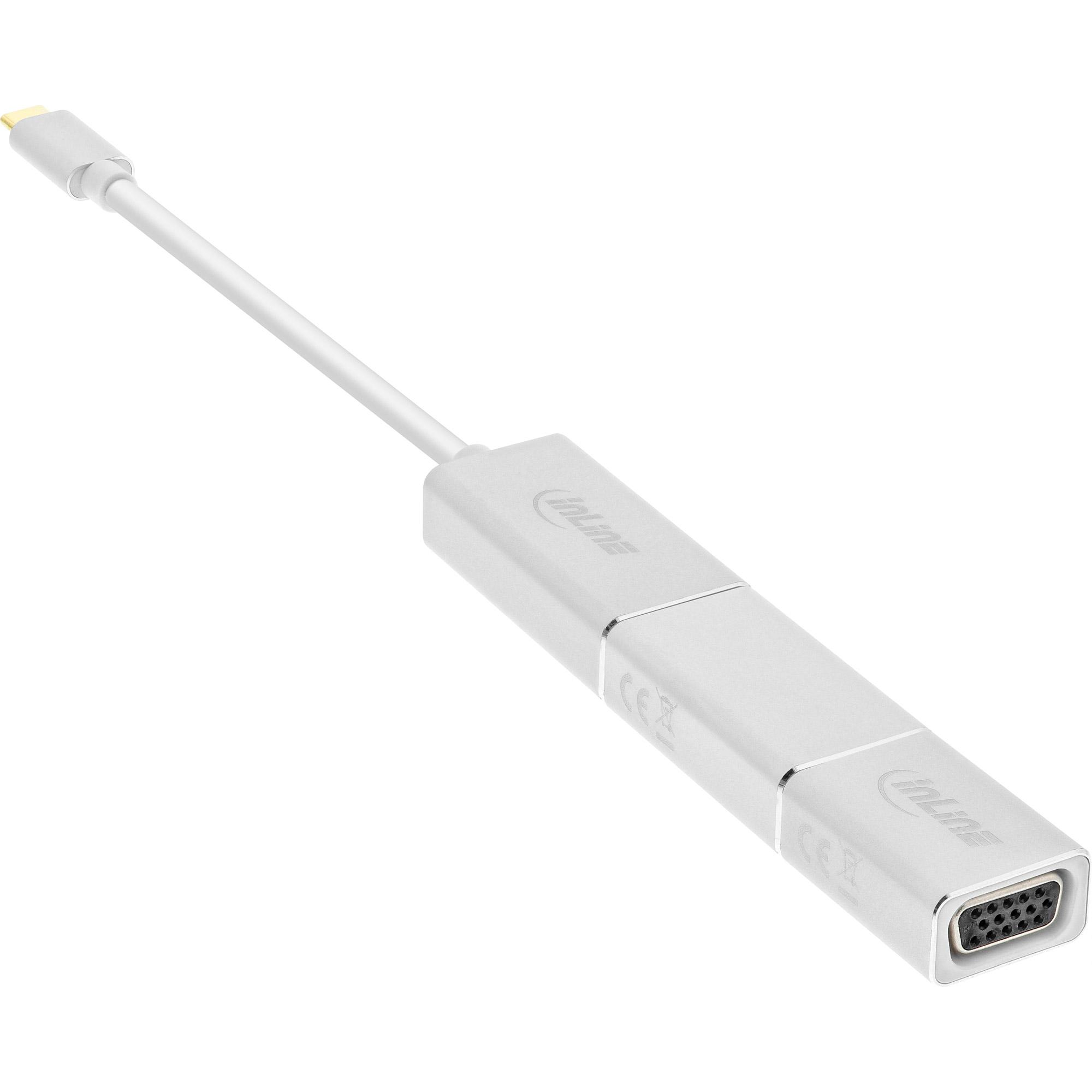 Set inline set 6 in 1-Video / Audio Adapter Kit-Displayport / HDMI / USB / VGA-Silver-4K Support (64109S)