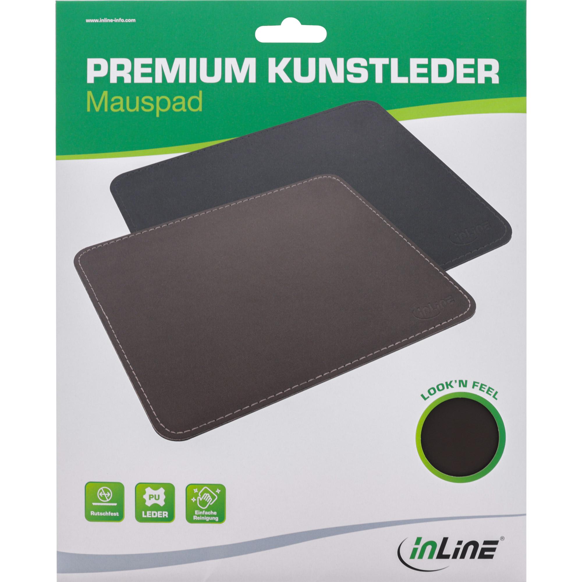 Tappetino per mouse InLine 55459L Ecopelle Premium 255 x 220 x 3 mm Nero (55459L)
