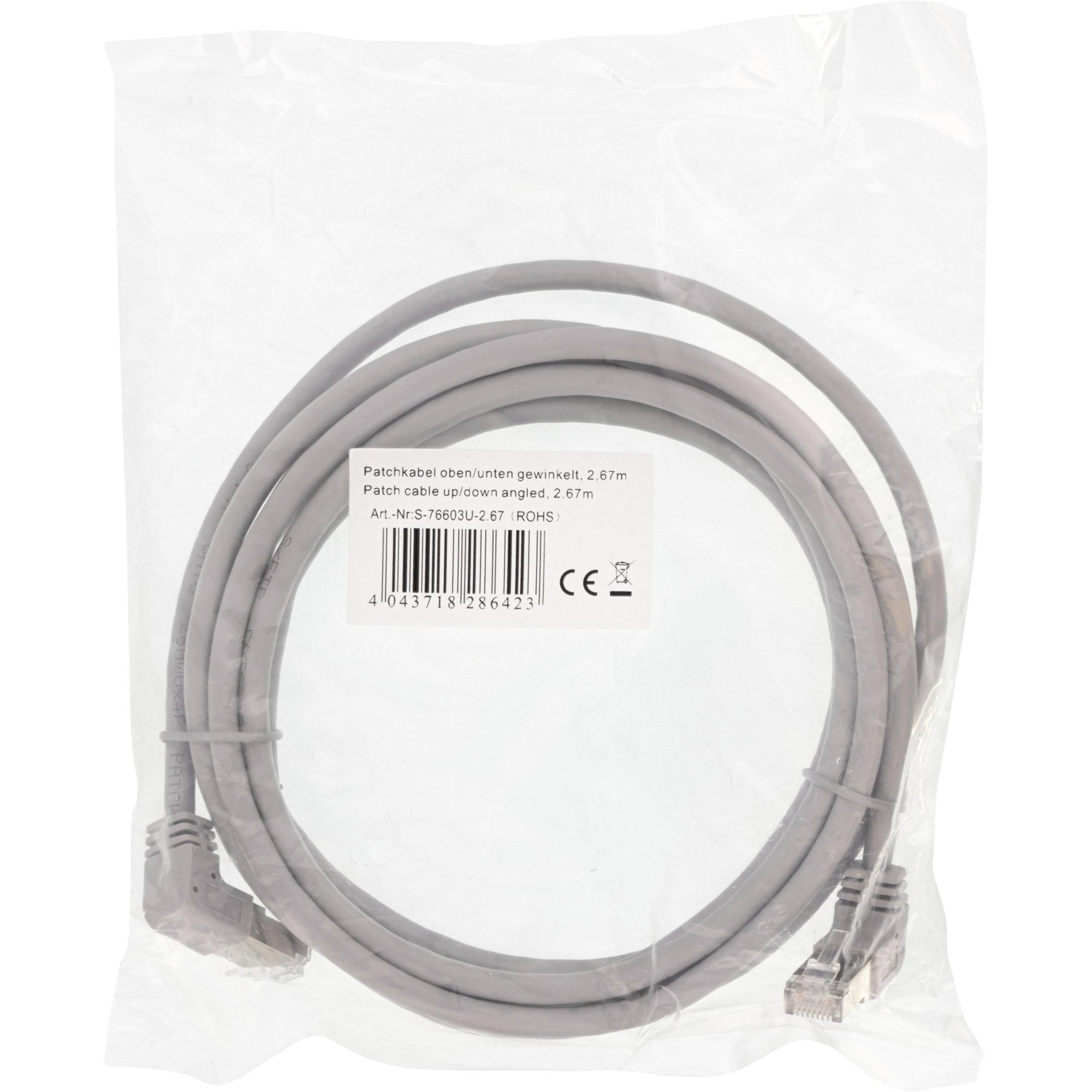 Cavo patch alto-basso ad angolo - S-FTP PiMf - Cat.6 - PVC - grigio - 0 -46m