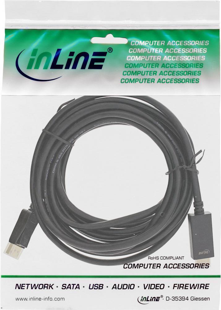 Inline - Cavo video - DisplayPort / HDMI - DisplayPort (M) a HDMI (M) - 5,0m - Isolamento triplo - Black - Supporto 4K (17185i)