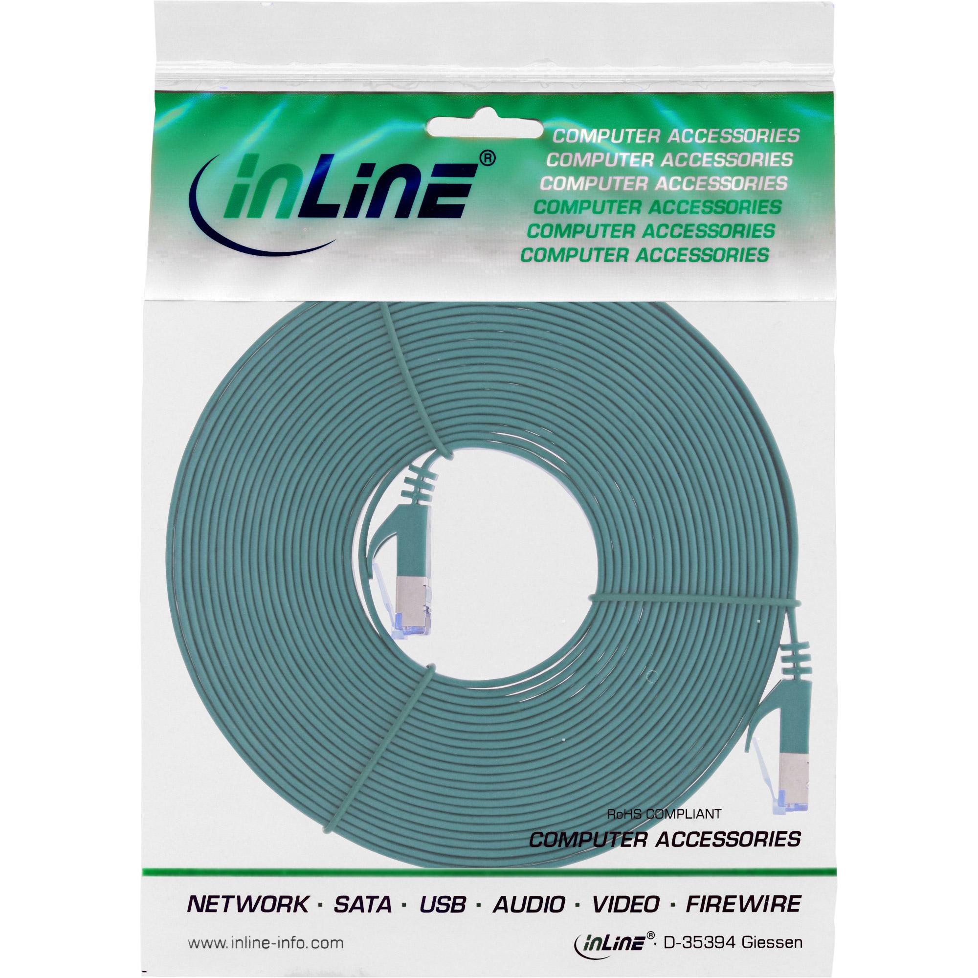 Cavo patch piatto - U-FTP - Cat.6A - verde - 10m