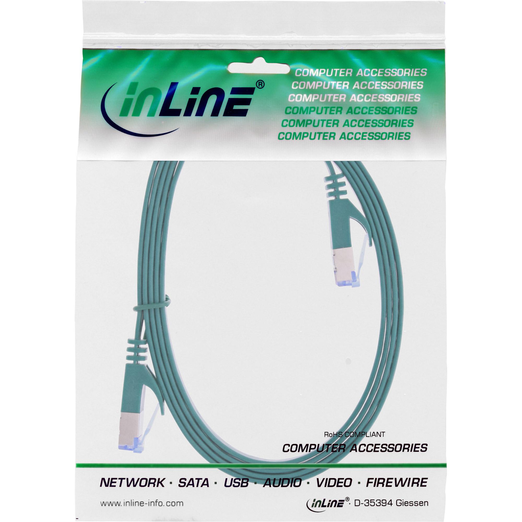 Cavo patch piatto - U-FTP - Cat.6A - verde - 0,5 m