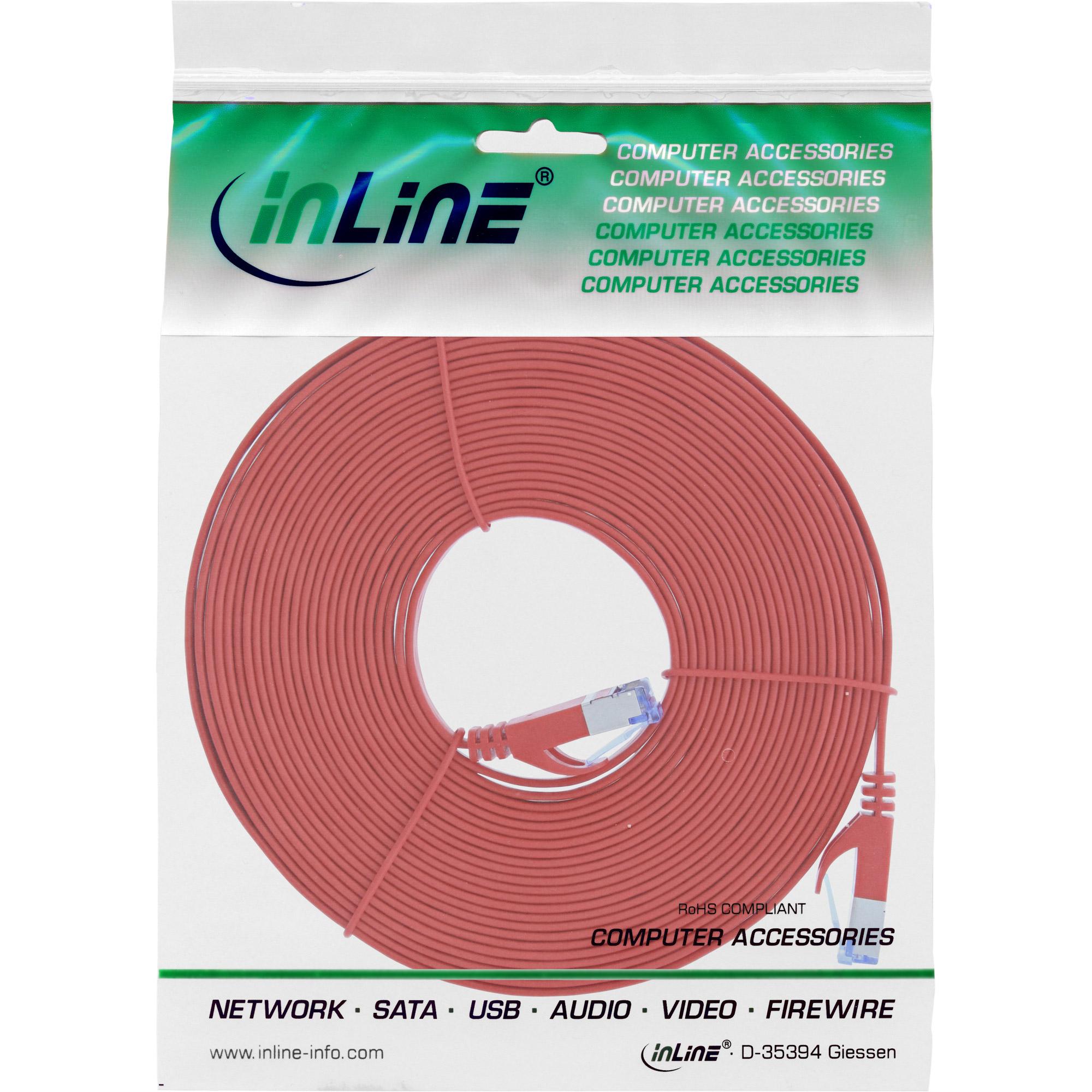 Cavo patch piatto - U-FTP - Cat.6A - rosso - 10m