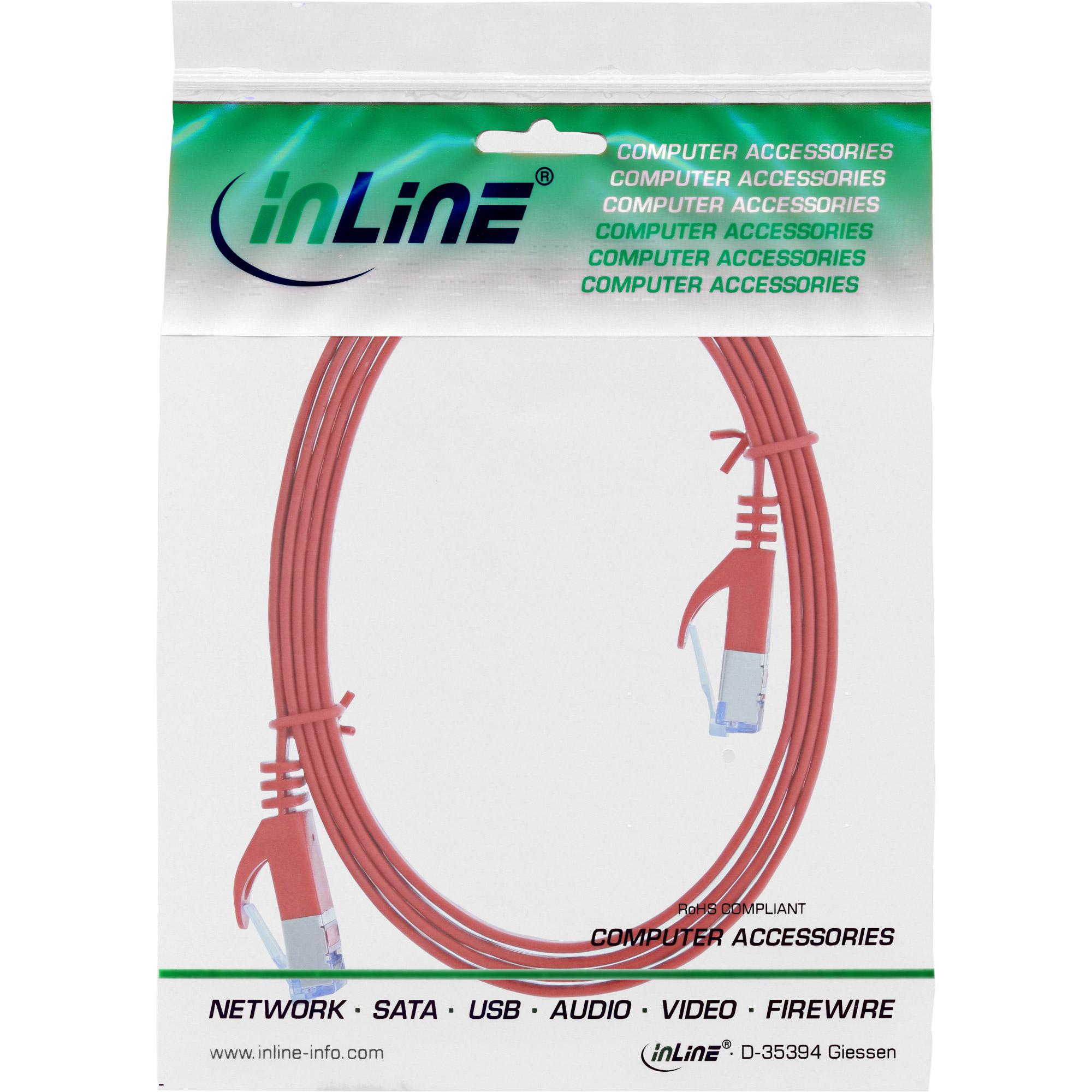 Cavo patch piatto - U-FTP - Cat.6A - rosso - 2m