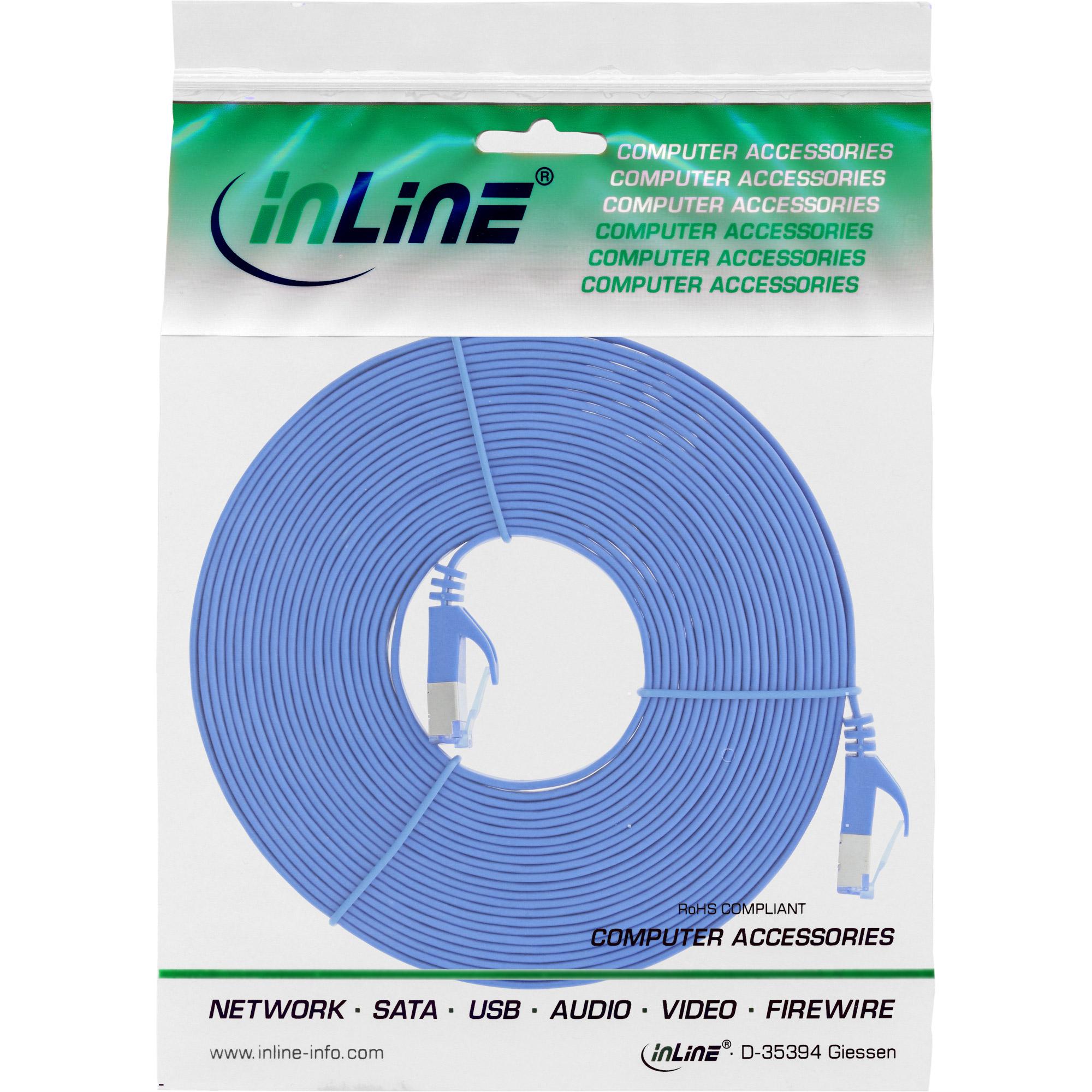 Cavo patch piatto - U-FTP - Cat.6A - blu - 7m
