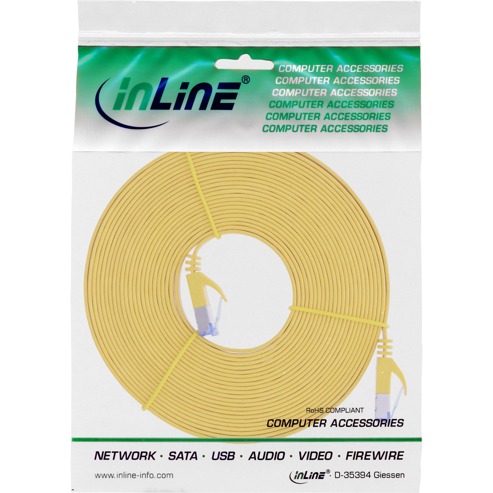 Cavo patch piatto - U-FTP - Cat.6A - giallo - 7m