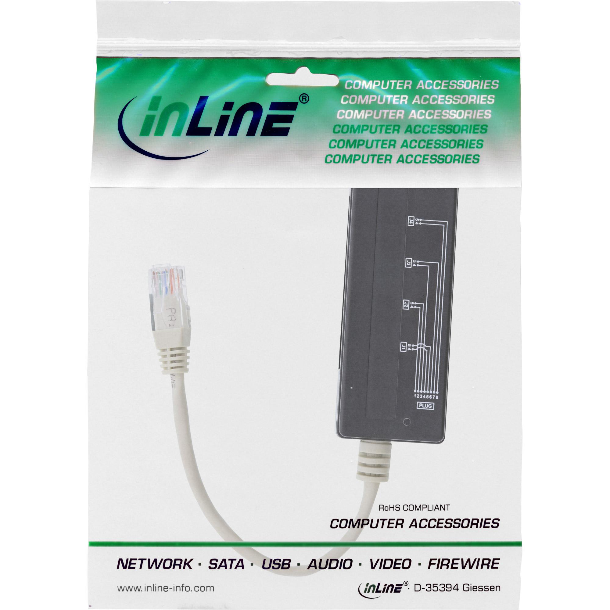 Splitter porta telefonica a 4 vie - spina RJ45 su 4 prese RJ45 - 0,15 m