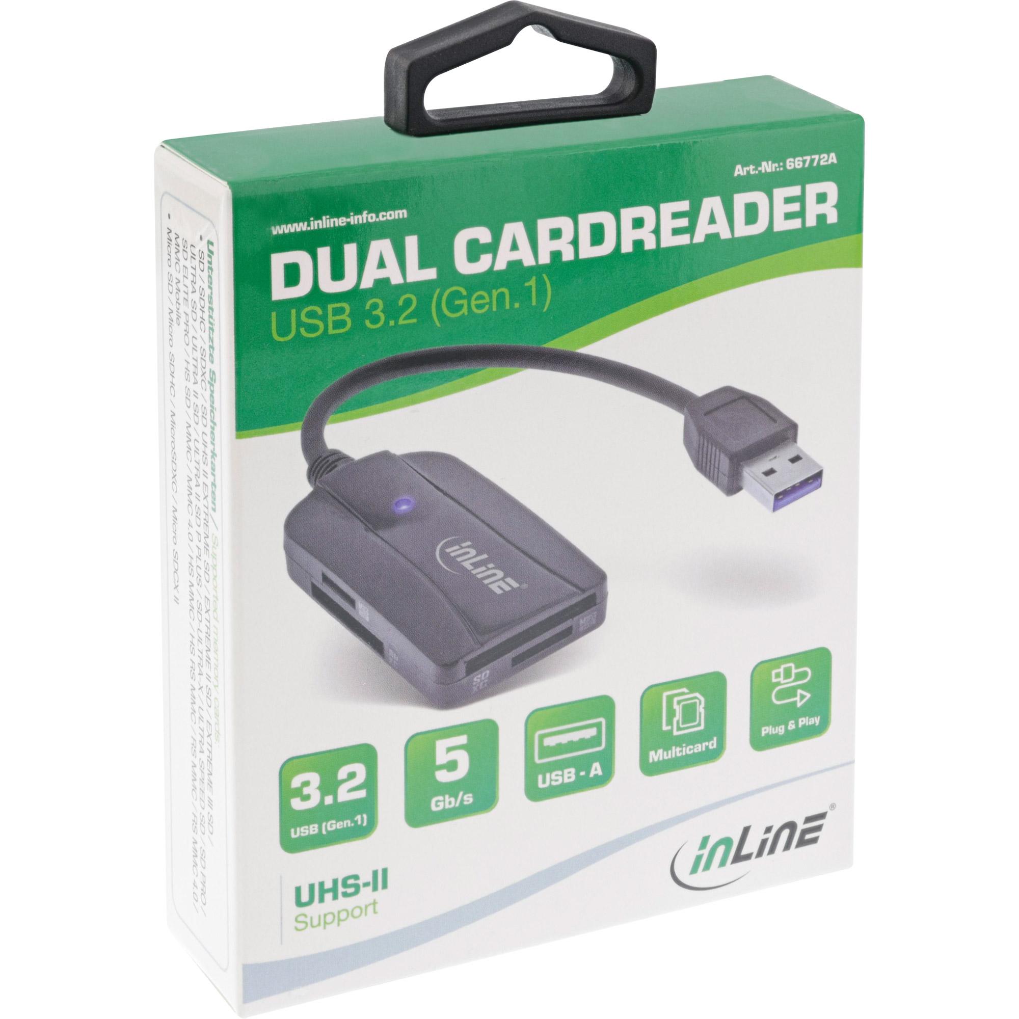 Lettore di schede USB 3.1 USB-A - per SD-SDHC-SDXC - microSD - compatibile UHS-II