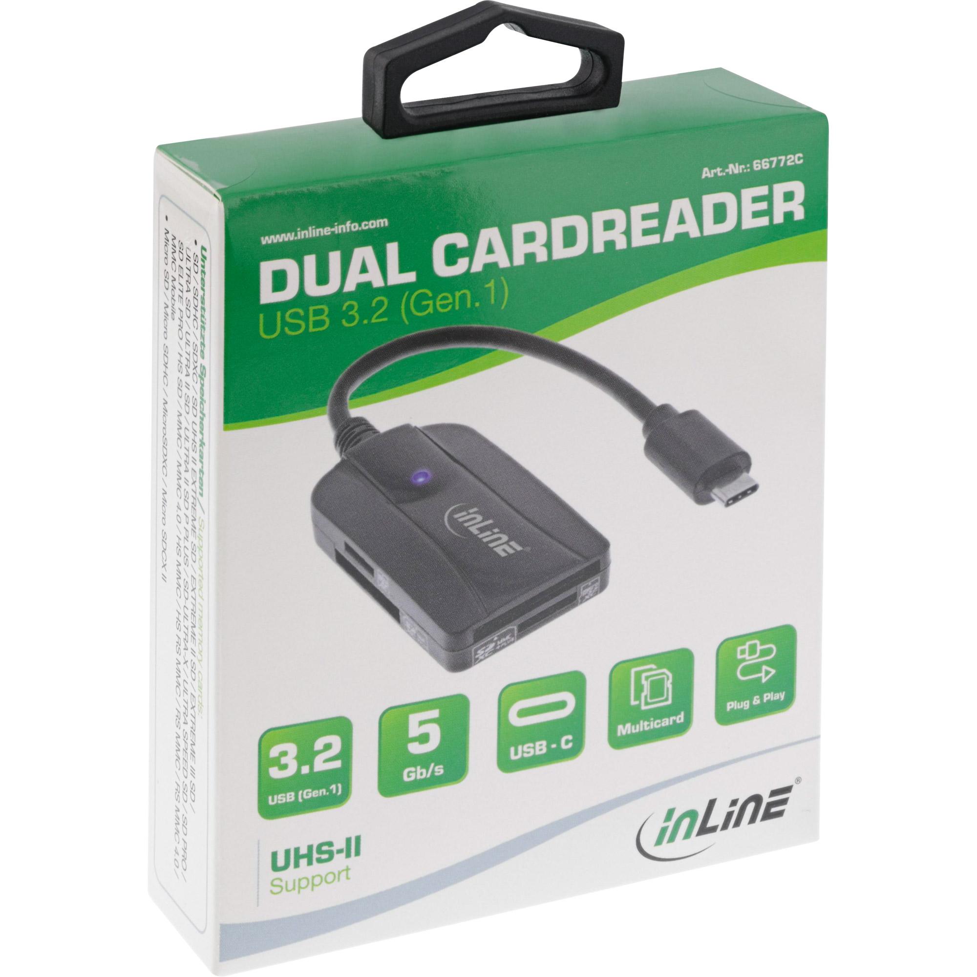 Lettore di schede USB 3.1 USB-C - per SD-SDHC-SDXC - microSD - compatibile UHS-II