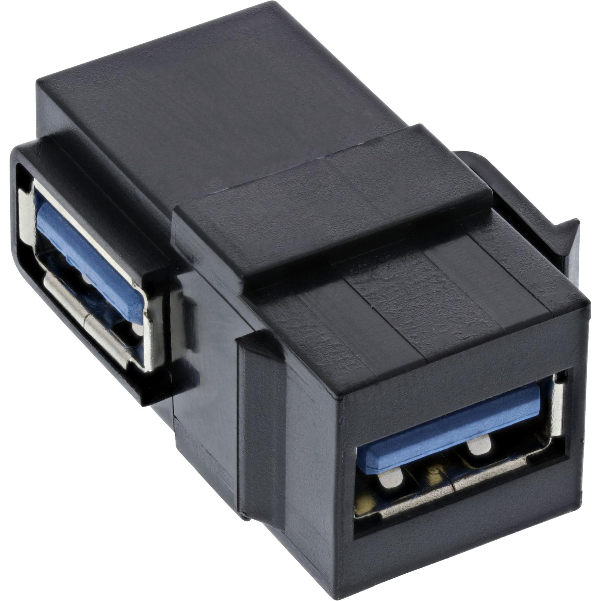 Inserto USB 3.1 Keystone - USB-A femmina - femmina - angolato - nero
