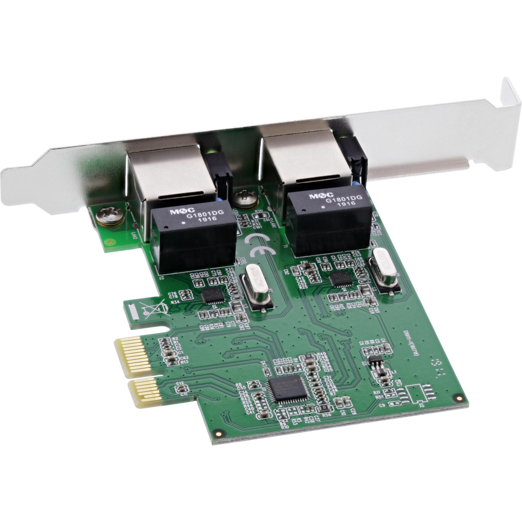 Scheda di rete Dual Gigabit inline PCI Express 2x 1Gbit/S PCIE X1 incluso la foglio di slot a basso profilo (51126K)
