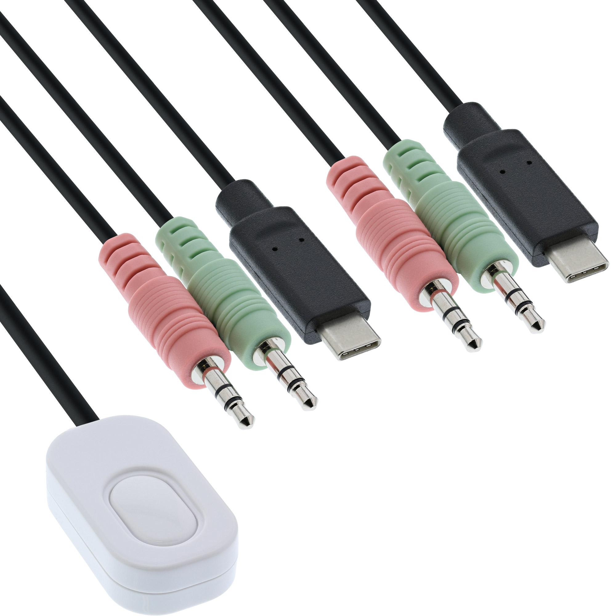 Switch KVM - 2 vie - Da USB-C a DisplayPort 1.2 - 4K - Audio - cavo integrato