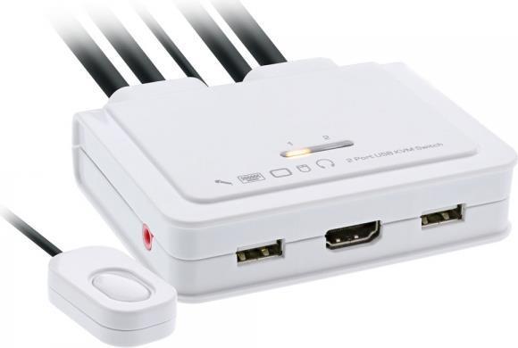 Switch KVM - 2 vie - USB-C + HDMI a HDMI - 4K - con audio - cavo integrato