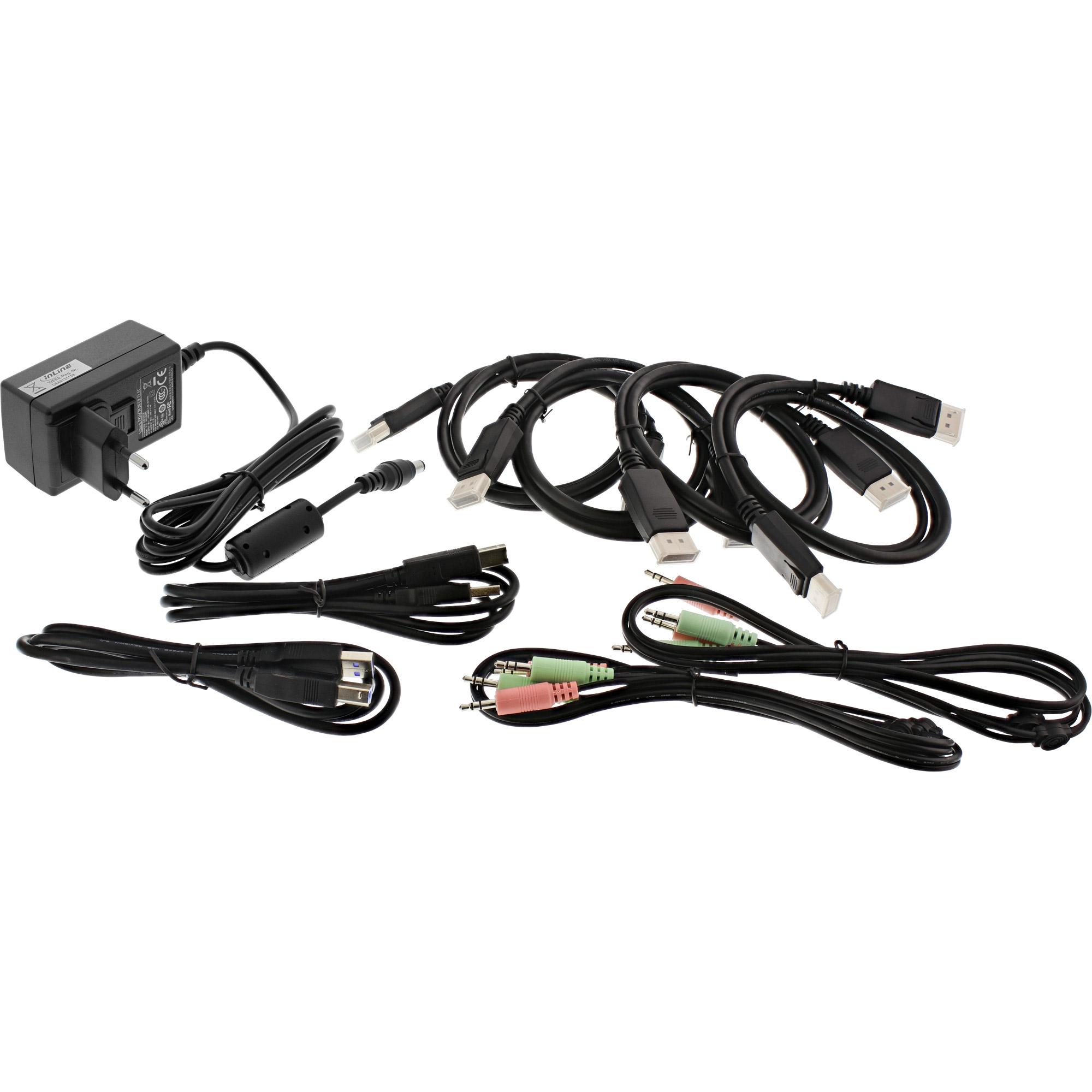 Switch KVM da tavolo - 2 vie - Doppio monitor DP 1.2 - 4K - USB 3.0 - Audio