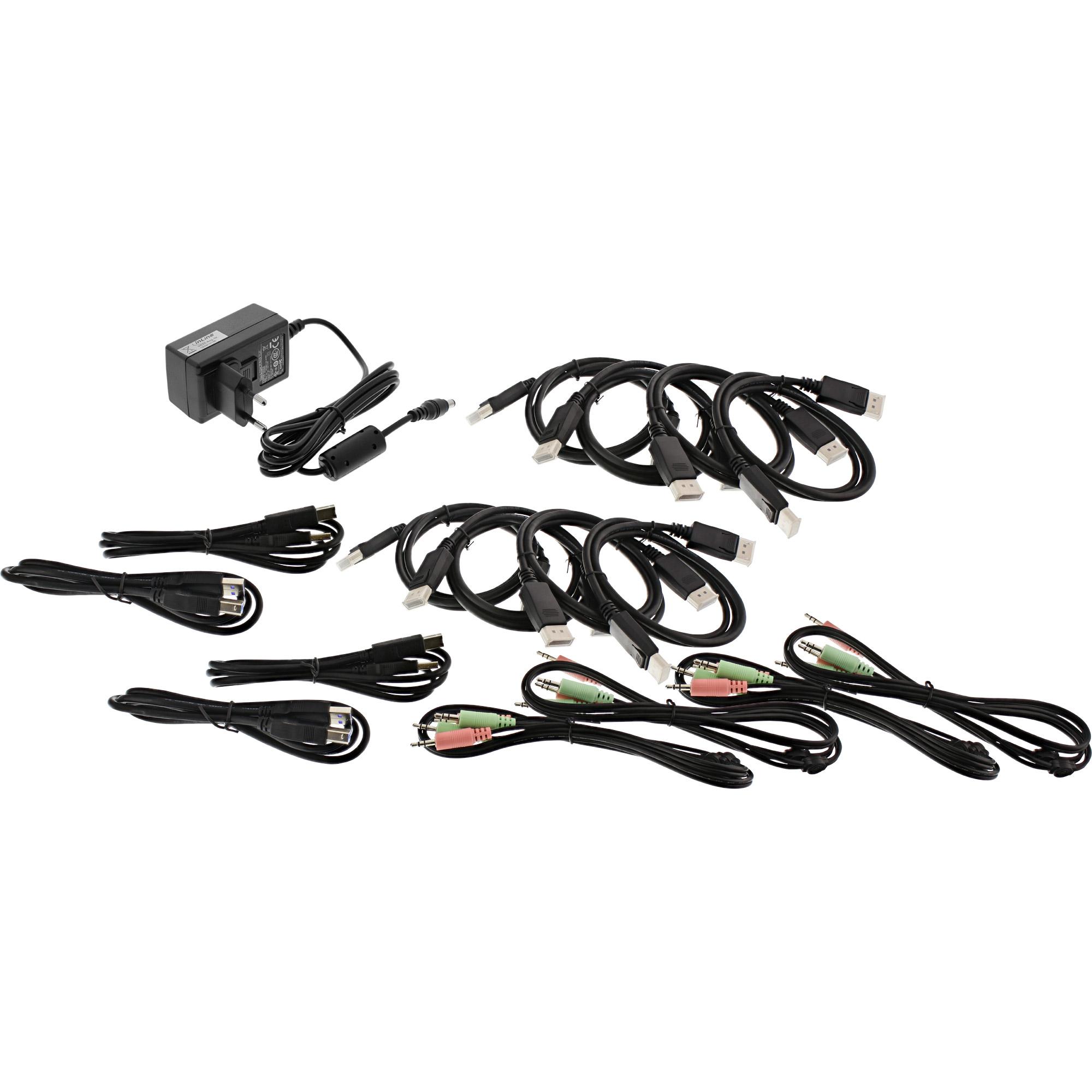 Switch KVM da tavolo - 4 vie - Doppio monitor DP 1.2 - 4K - USB 3.0 - Audio