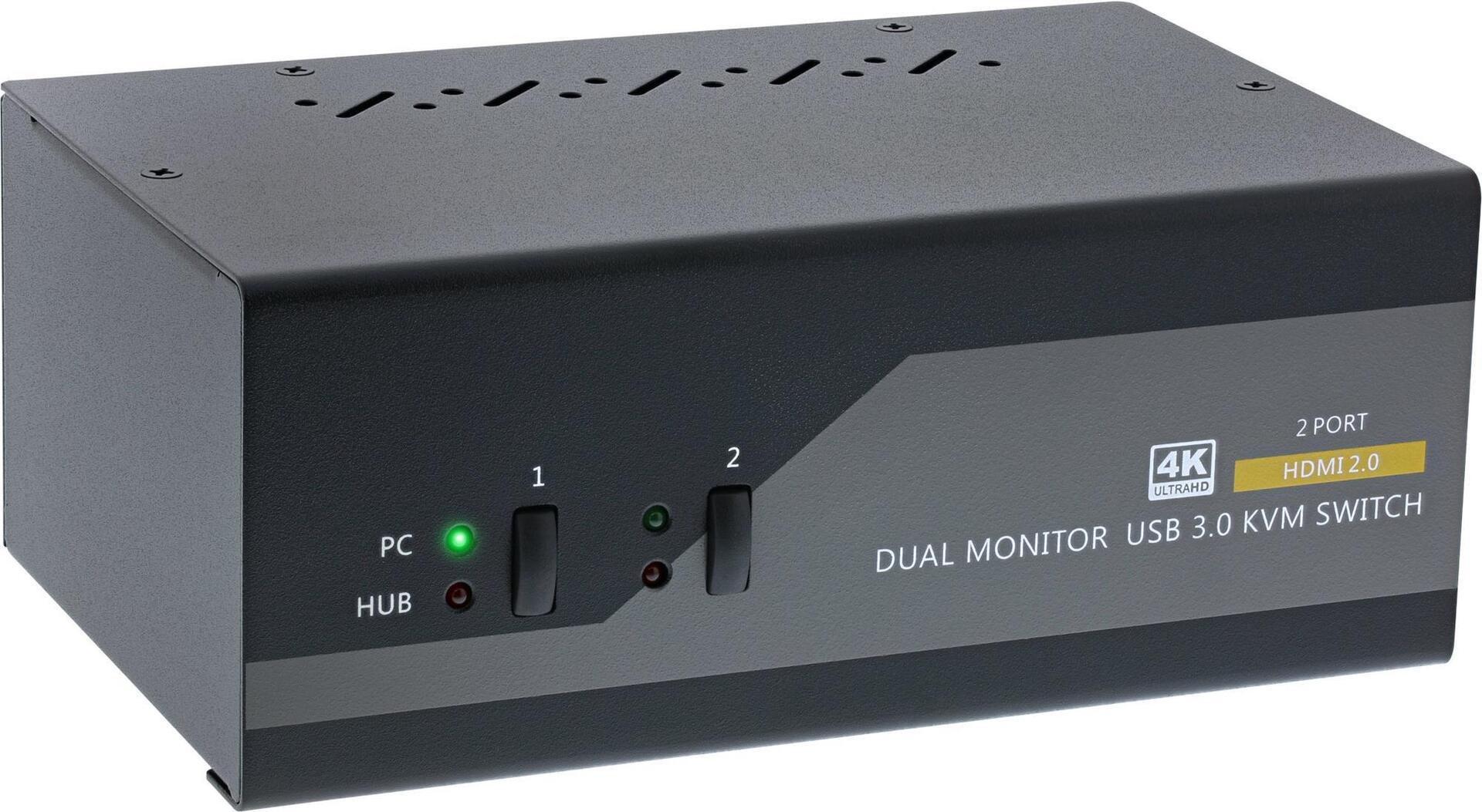 Switch KVM da tavolo - 2 vie - Doppio monitor - HDMI - 4K - USB 3.0 - Audio