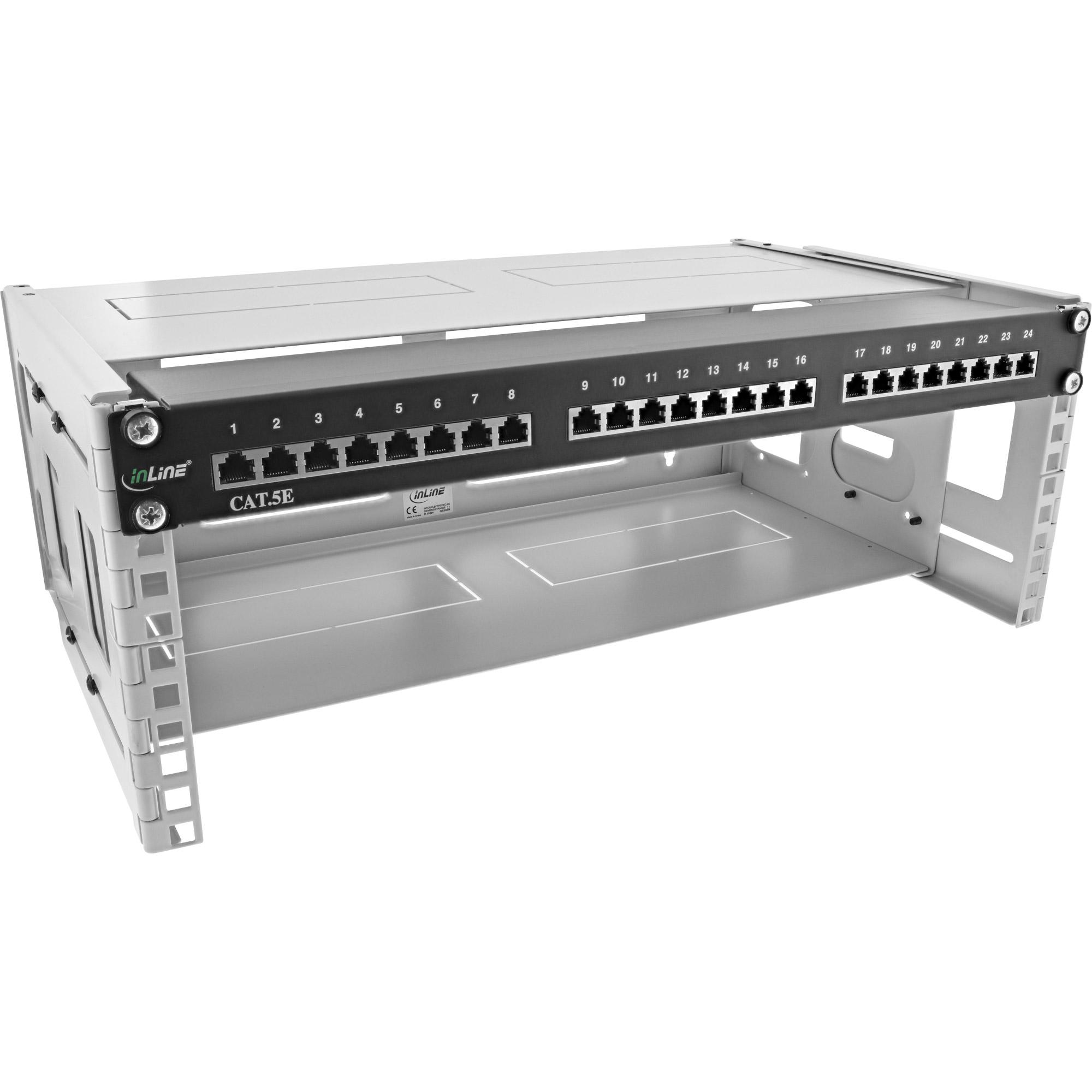 InLine Supporto rack 19" a parete 4HE profondità 24-40cm c.operchio grigio