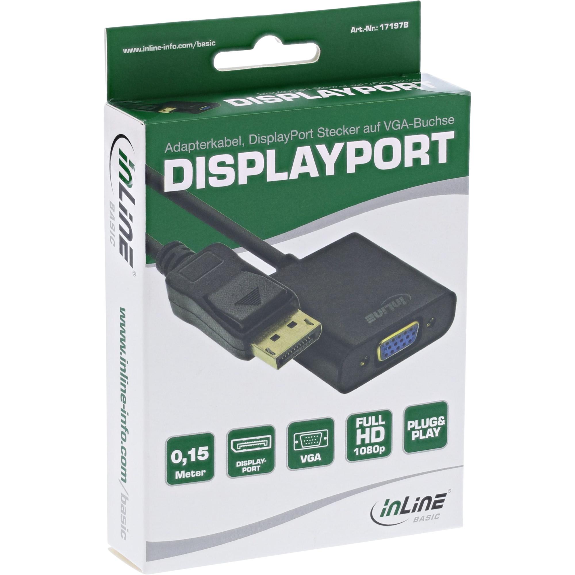 Cavo adattatore Basic da DisplayPort a VGA - nero - 0,15 m