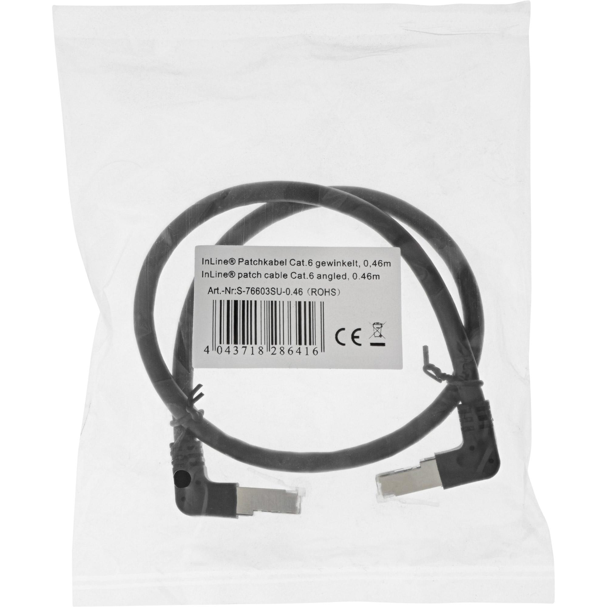Cavo patch ad angolo alto-basso - S-FTP PiMf - Cat.6 - nero - 2,36 m