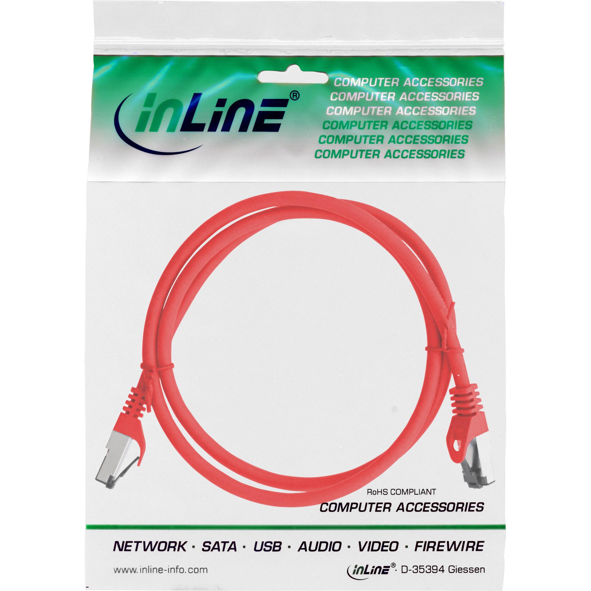 InLine cavo patch S/FTP (PiMf) Cat.8.1 2000MHz Halogenfree rosso 2m