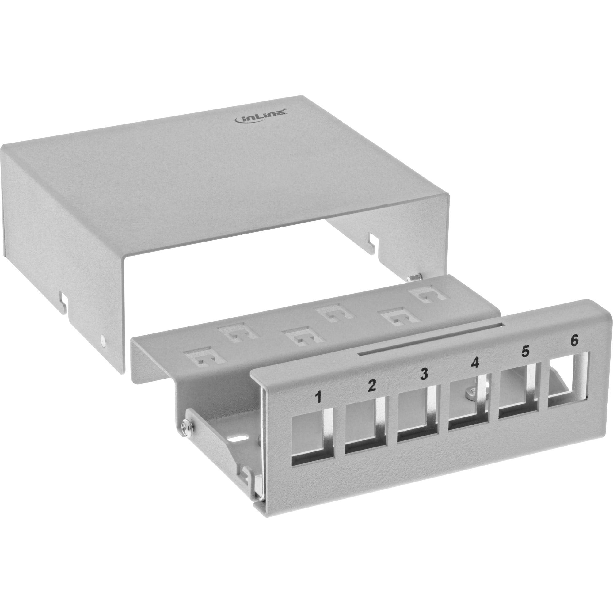 InLine box 6x Keystone RJ45 metallo grigio chiaro RAL7035