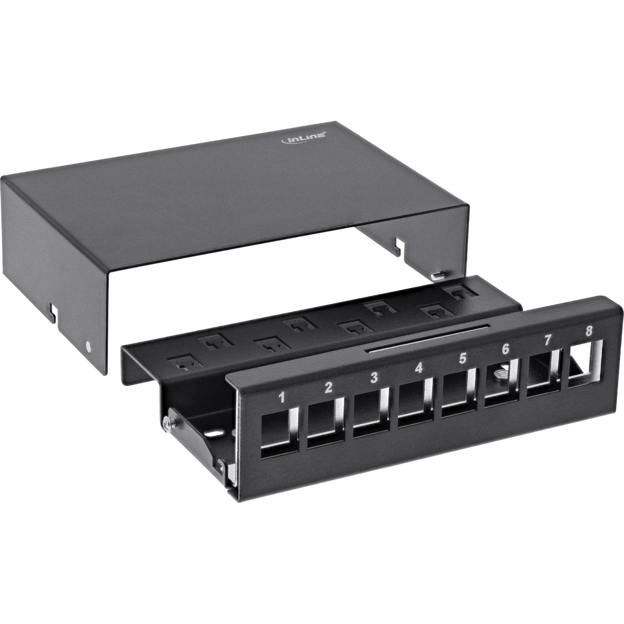 Patch Field può superficie per 8x Keystone RJ45 - Metal - Schwarz Ral9005 (76268S)
