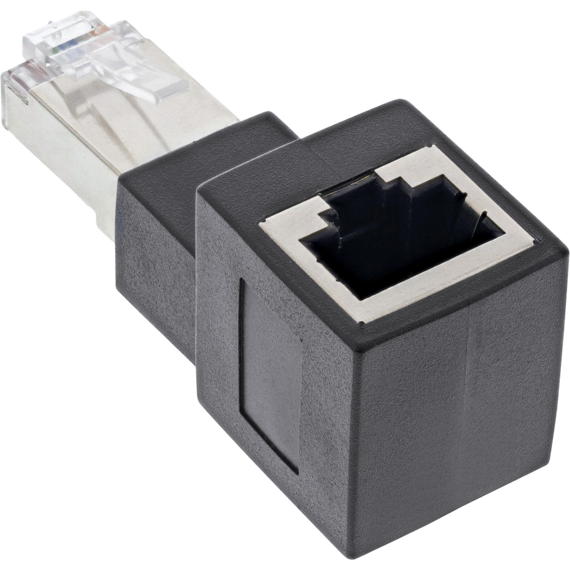 Adattatore cavo patch Cat.6A - presa-spina RJ45 - angolata 90 verso l'alto