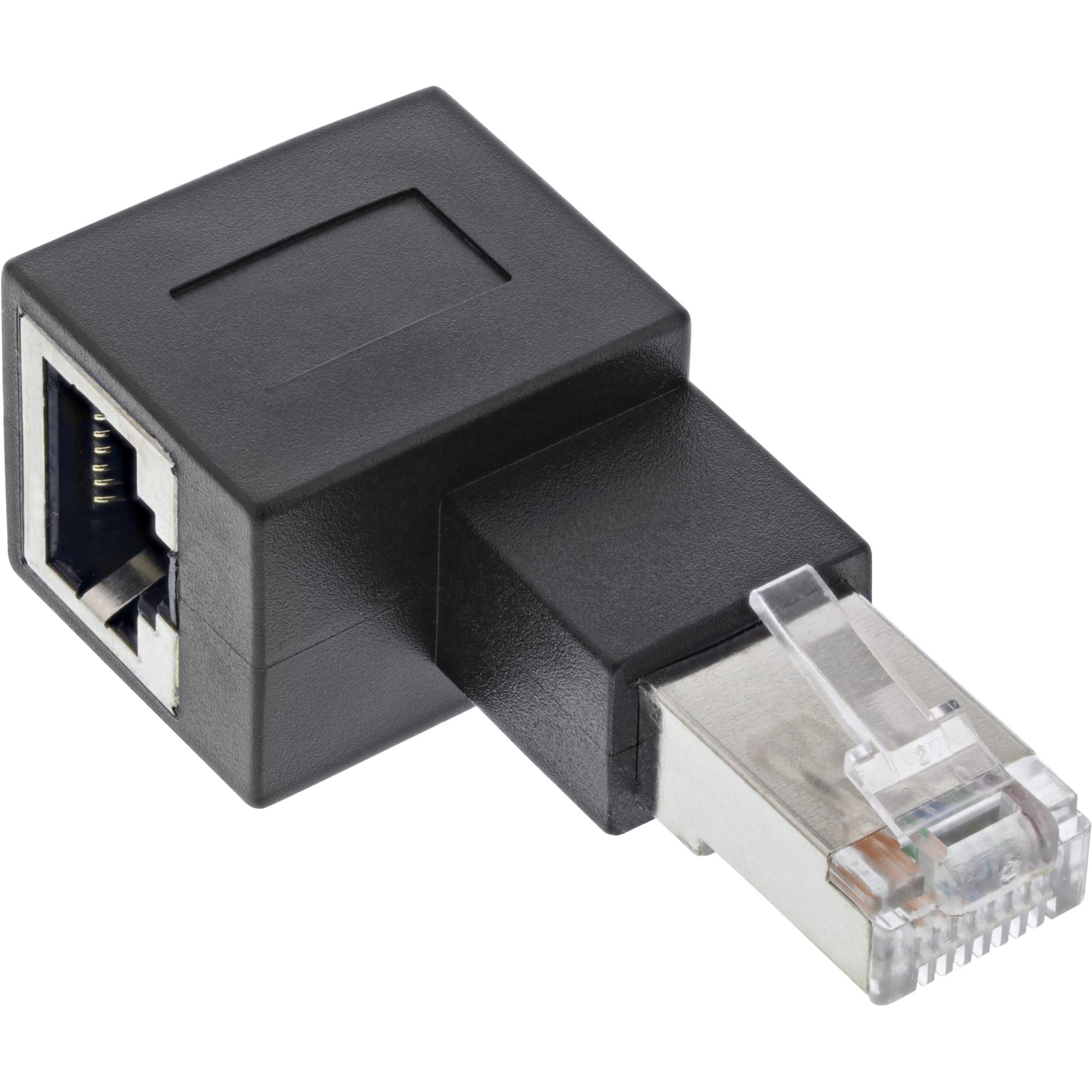 Cavo adattatore patch Cat.6A - presa-spina RJ45 - angolata 90 a sinistra