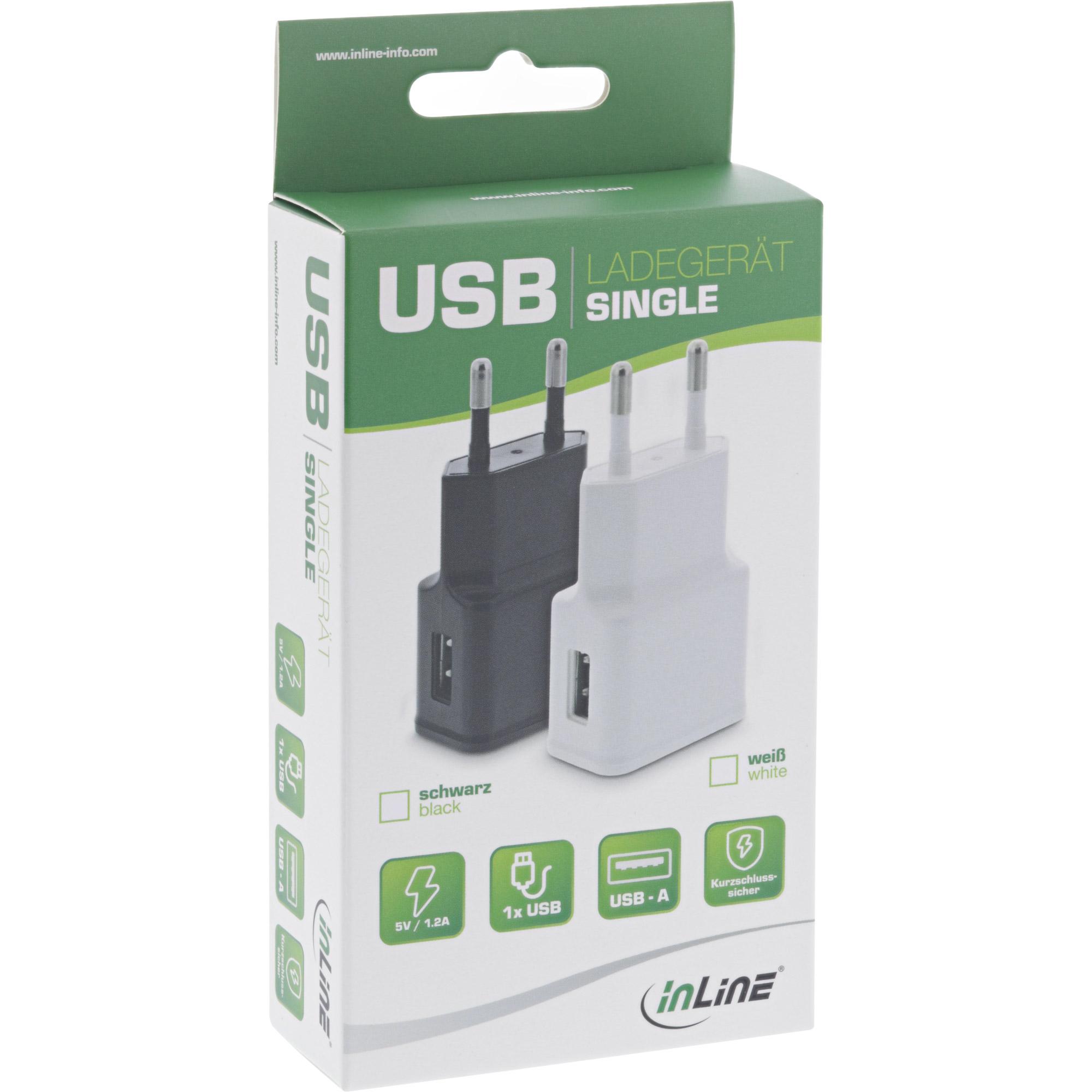 Caricatore USB singolo - Alimentatore - 100-240V a 5V-1,2A - bianco