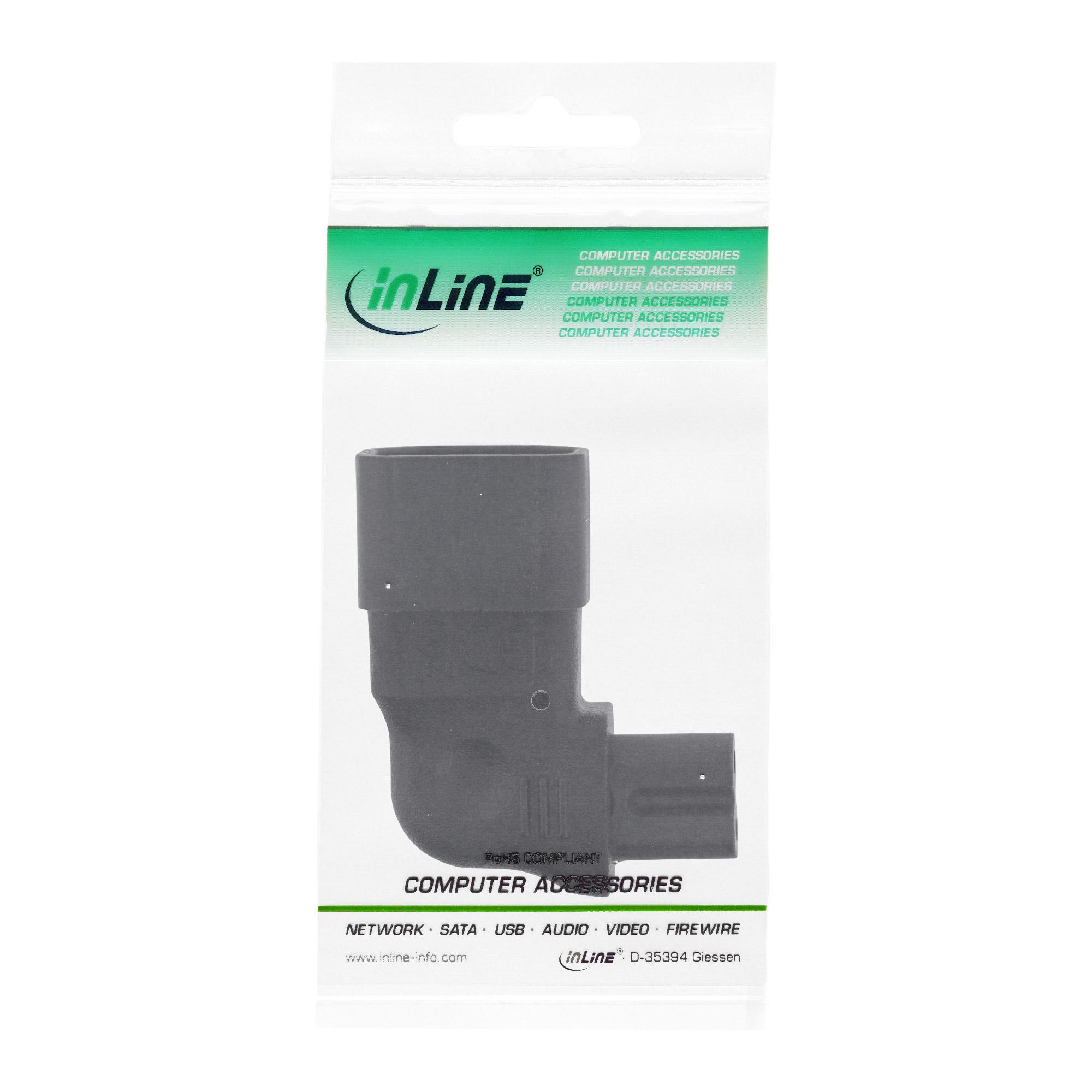 Adattatore di rete IEC 60320 C14 - C7 - angolato L-R - da 3 pin IEC a 2 pin IEC.